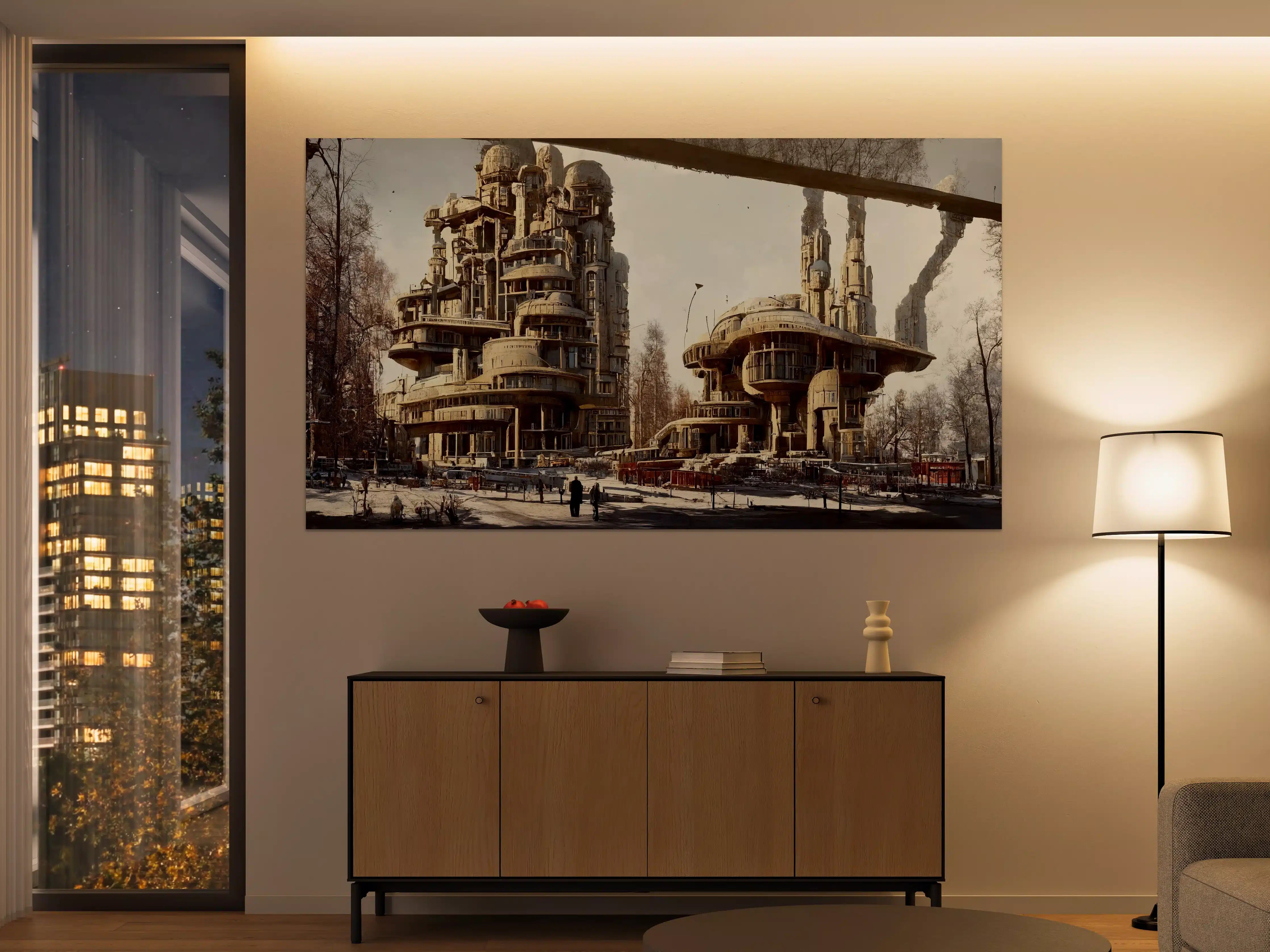 Große Wandbilder - Moderne Stadt in der Zukunft