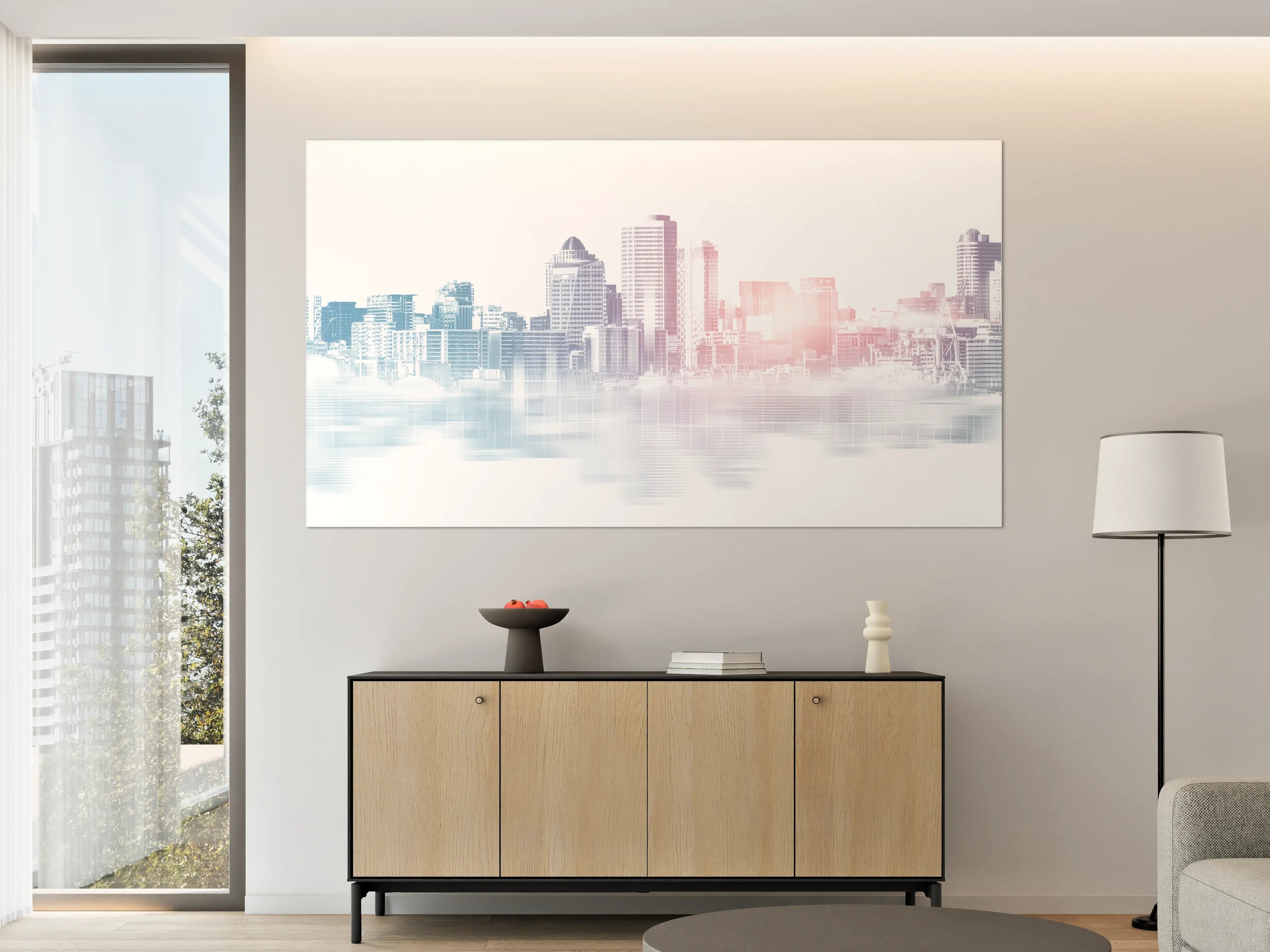 Große Wandbilder - Moderne Stadt skyline bei Sonnenaufgang
