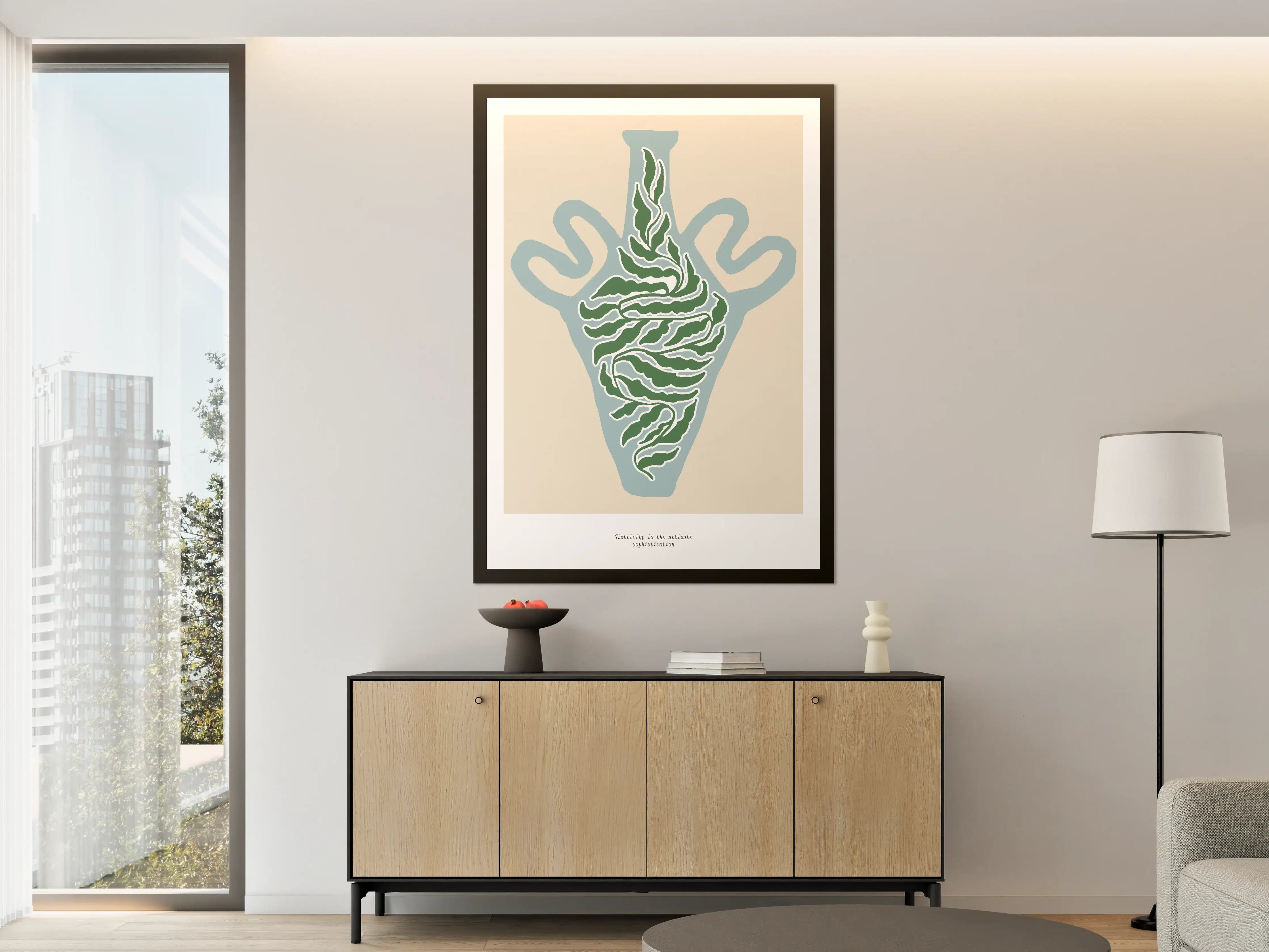 Große Wandbilder - Moderne Vase mit grünen Linien