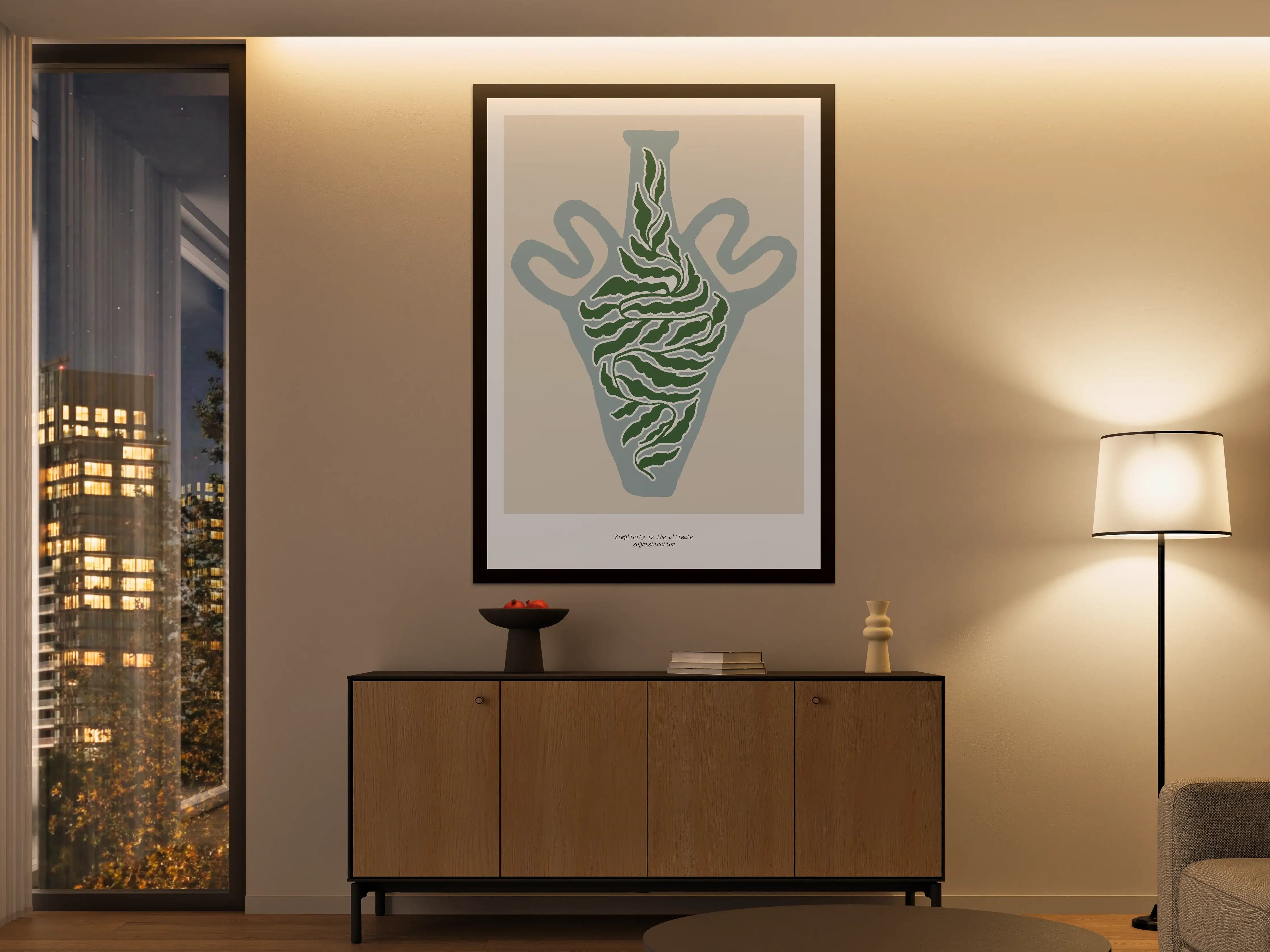 Große Wandbilder - Moderne Vase mit grünen Linien
