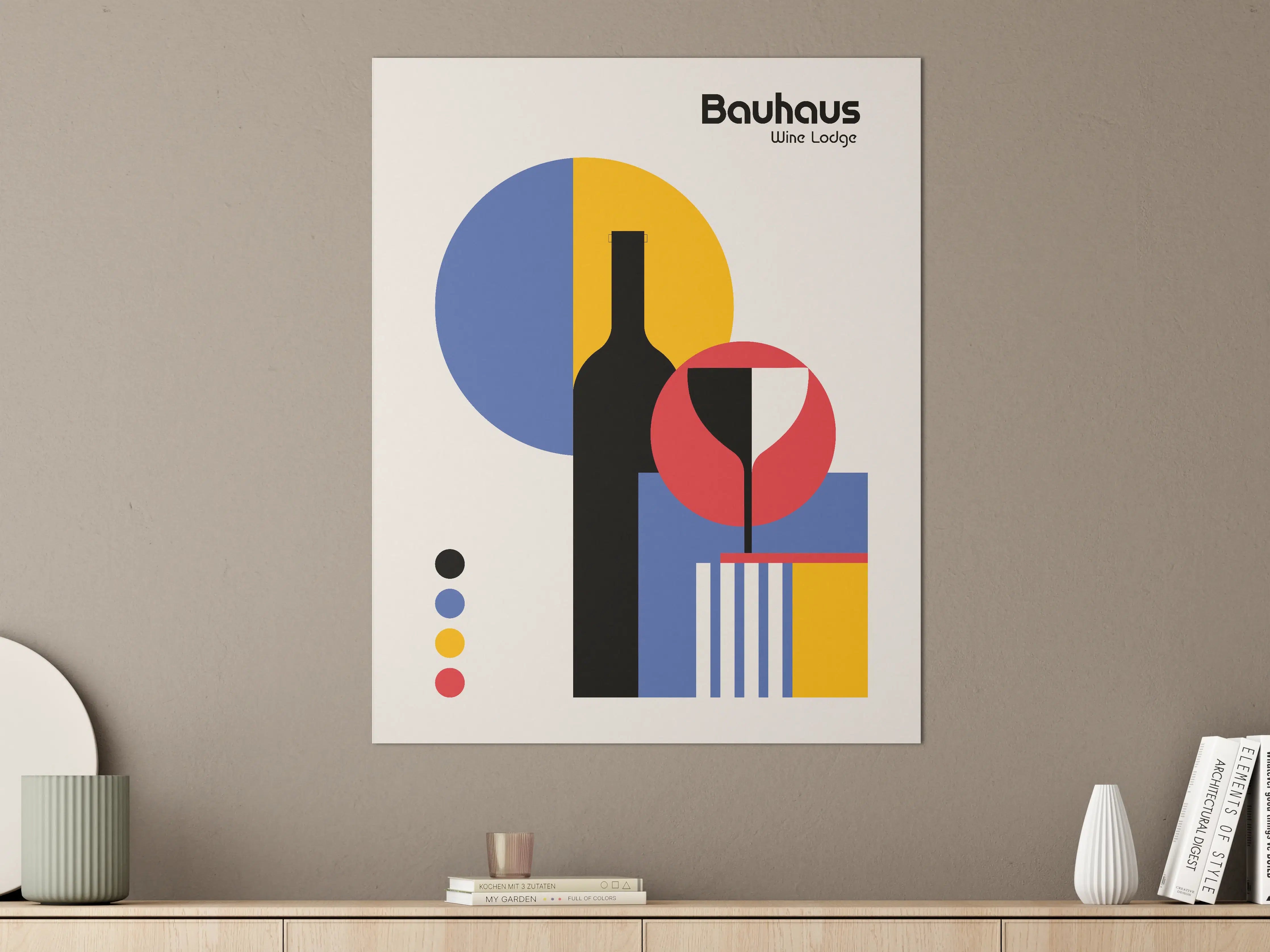 Große Wandbilder - Moderne Wein- und Glas-Illustration in kräftigen Farben