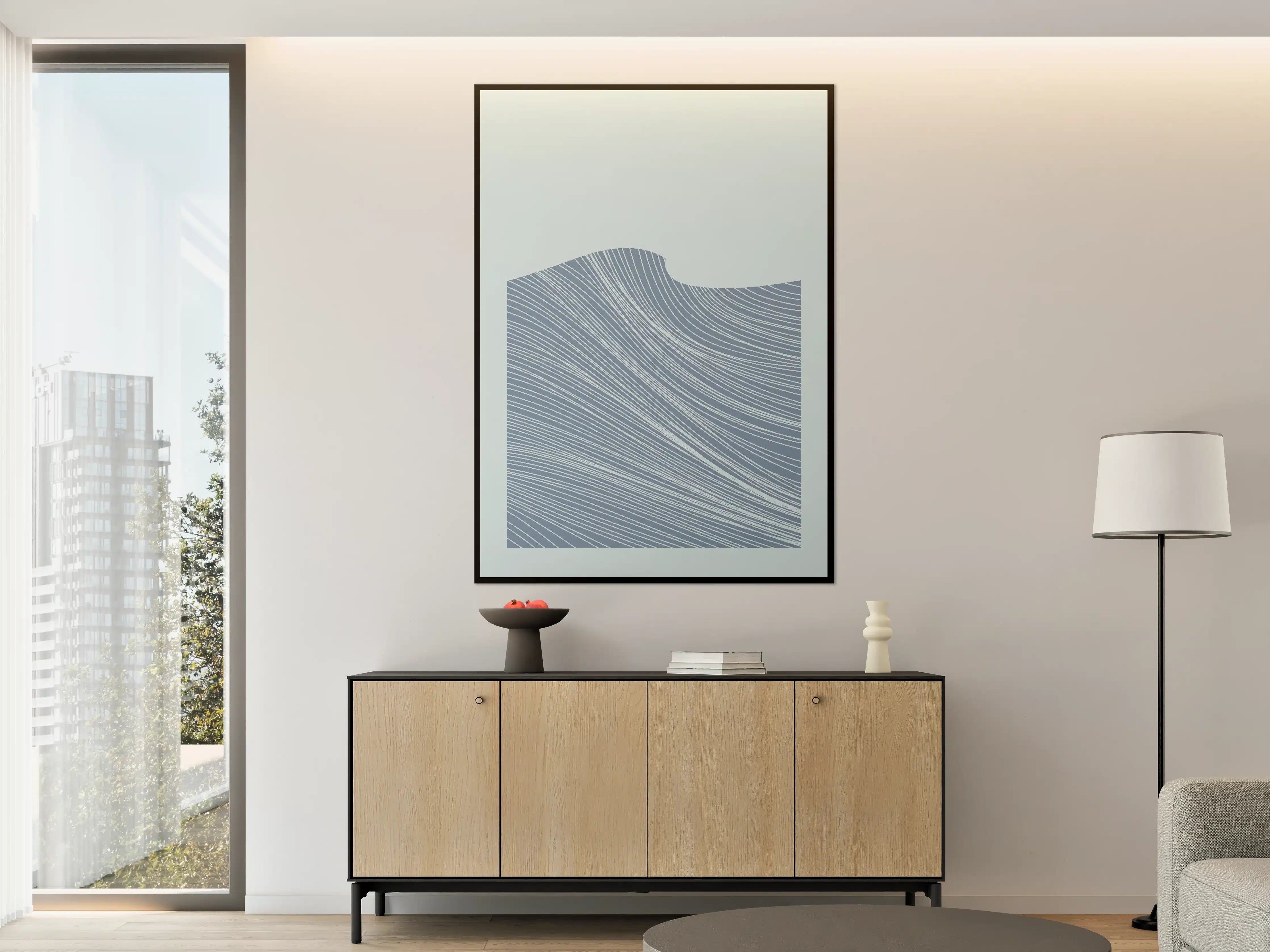 Große Wandbilder - Moderne Wellenbewegung in Blau