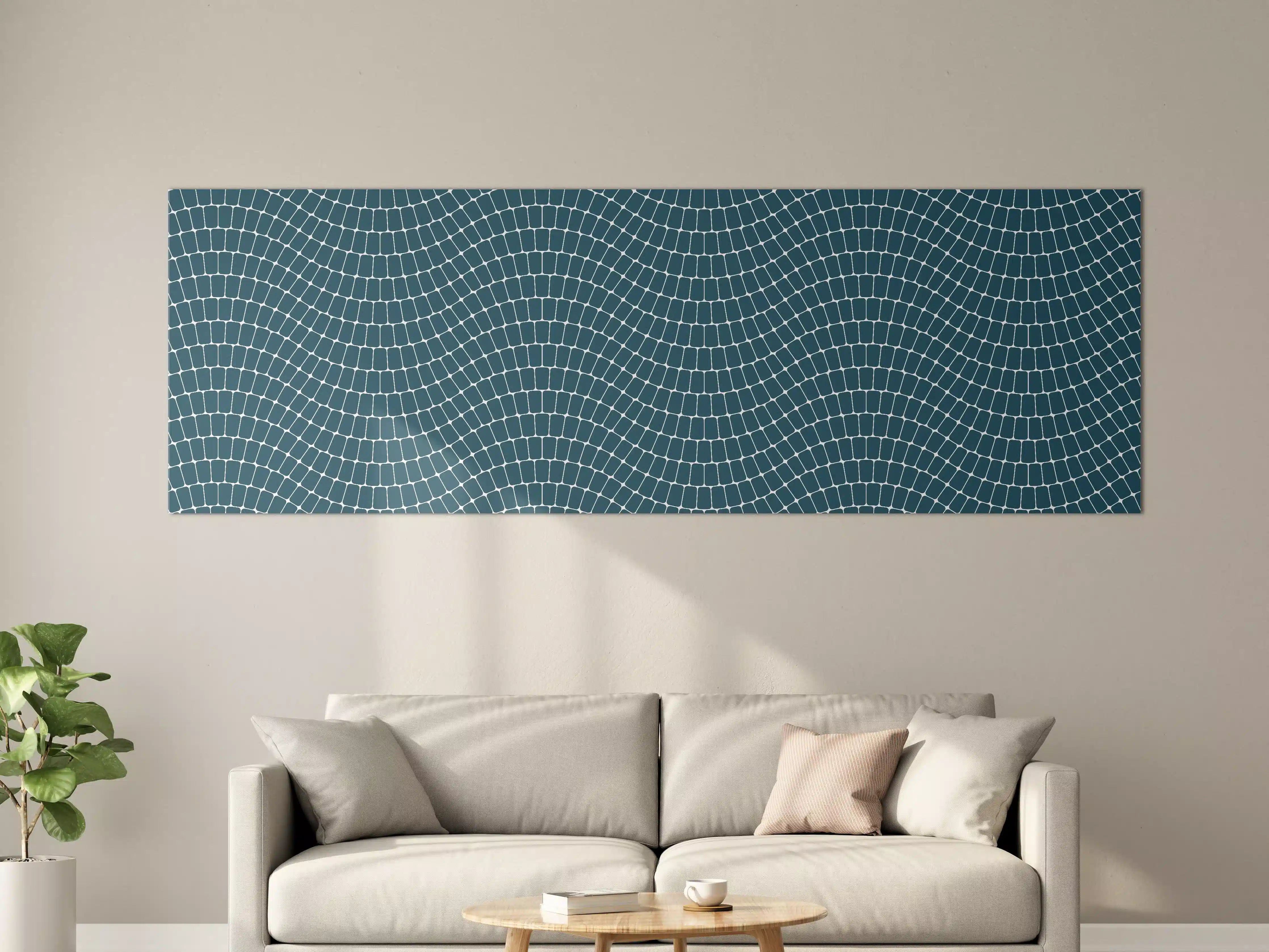 Große Wandbilder - Moderne Wellenmuster in Blau