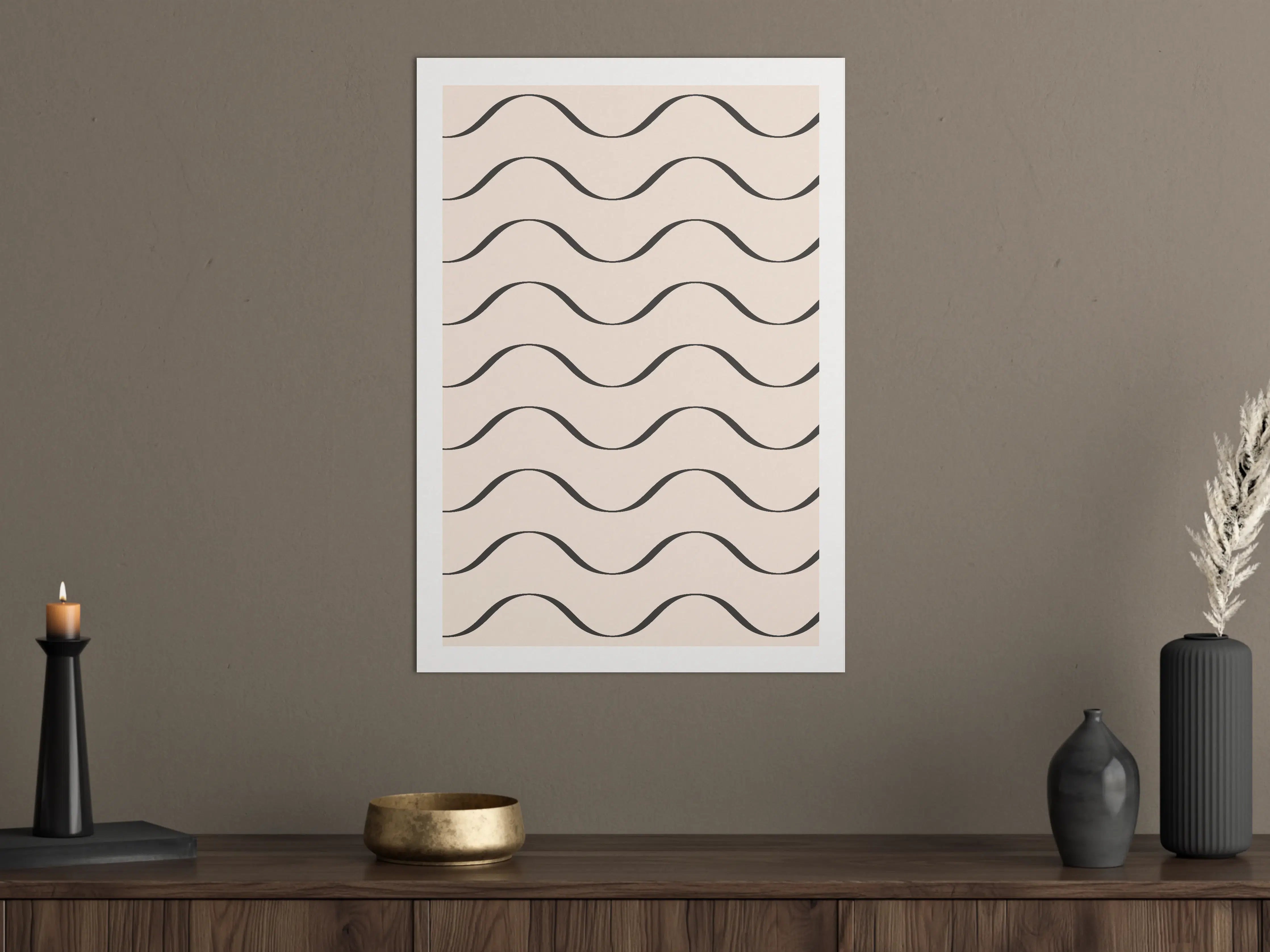 Große Wandbilder - Moderne Wellenmuster in Schwarz und Beige