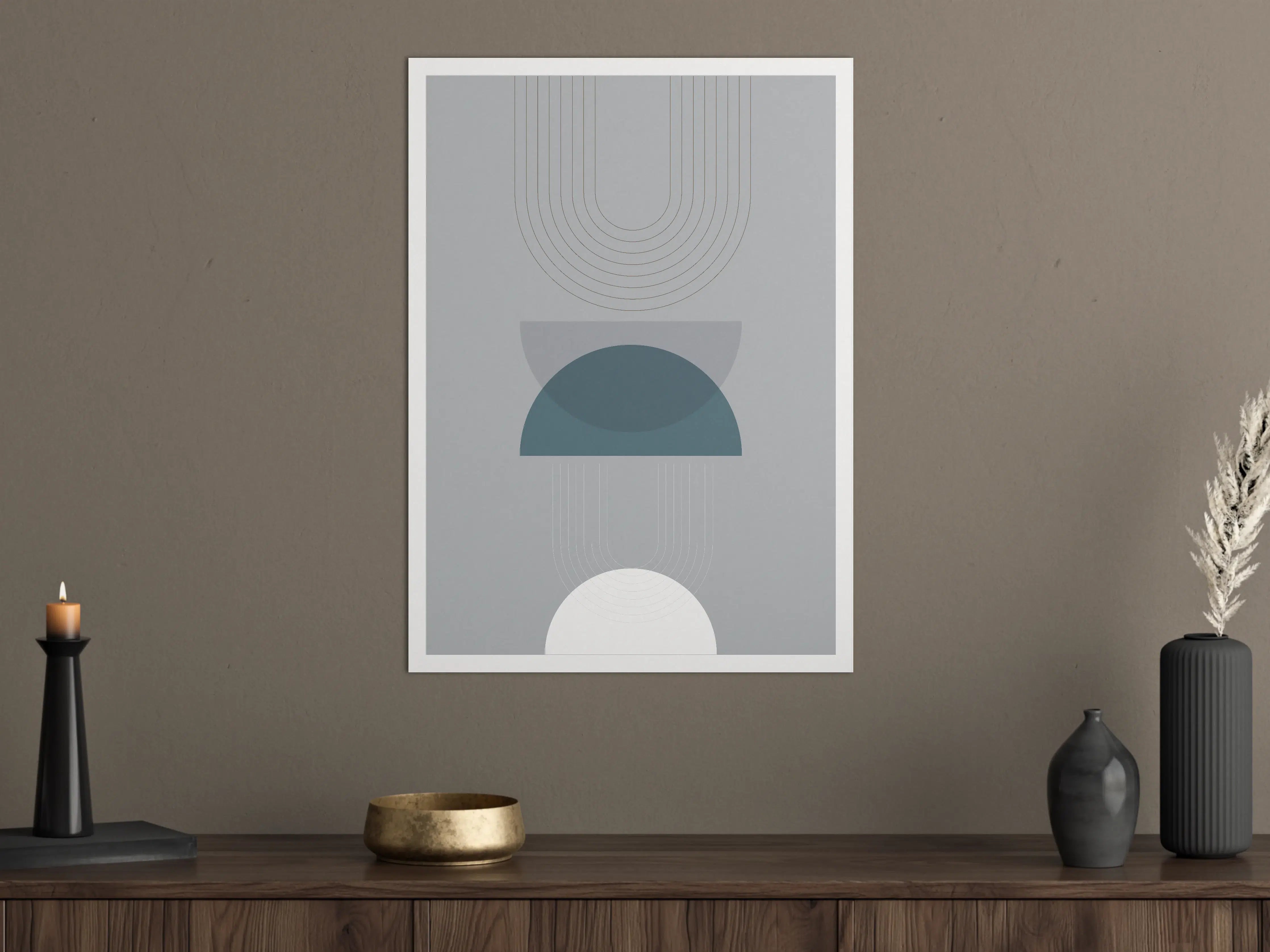 Große Wandbilder - Moderne abstrakte Geometrie in Grau und Blau