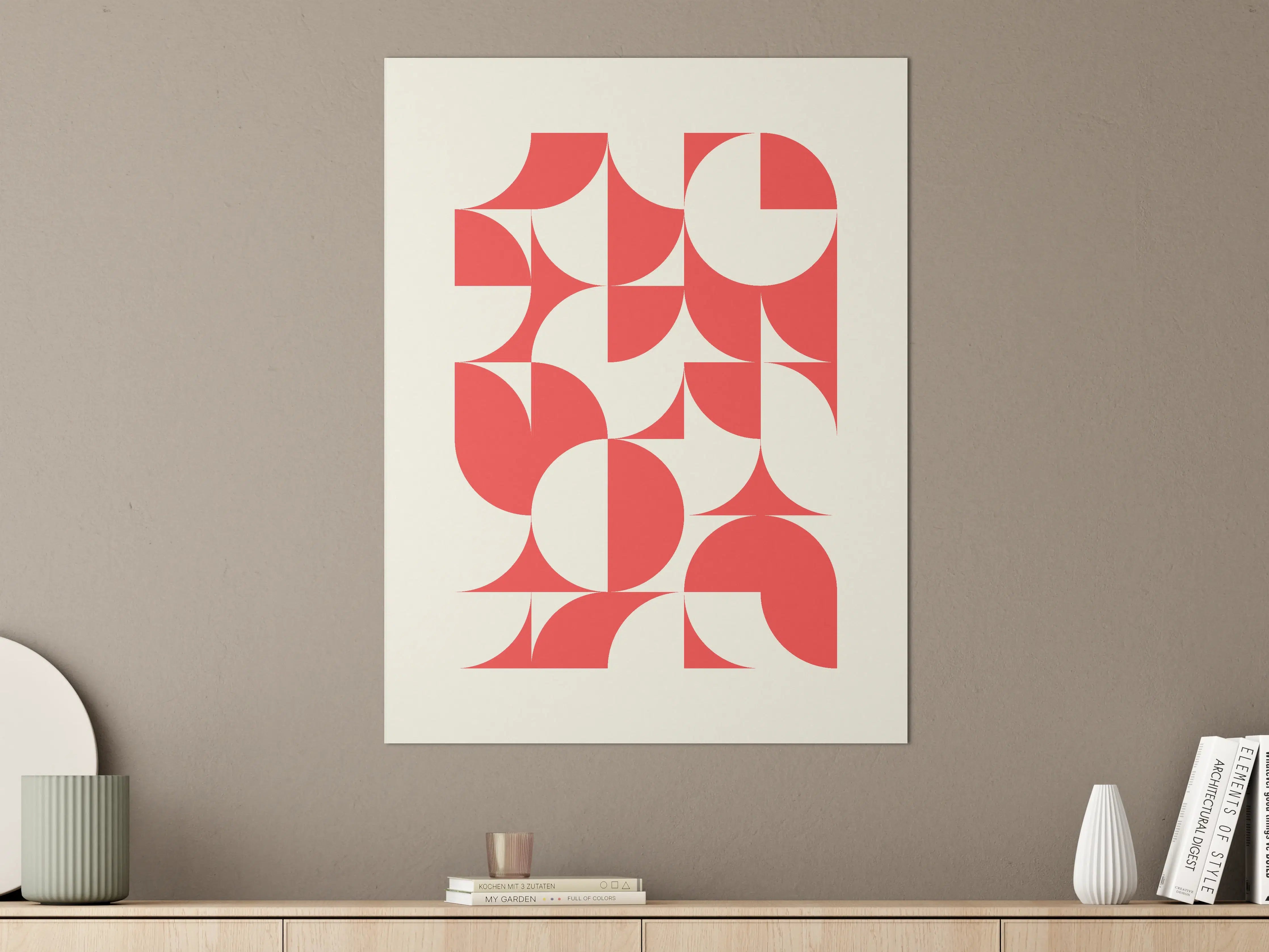 Große Wandbilder - Moderne abstrakte Geometrie in Rot