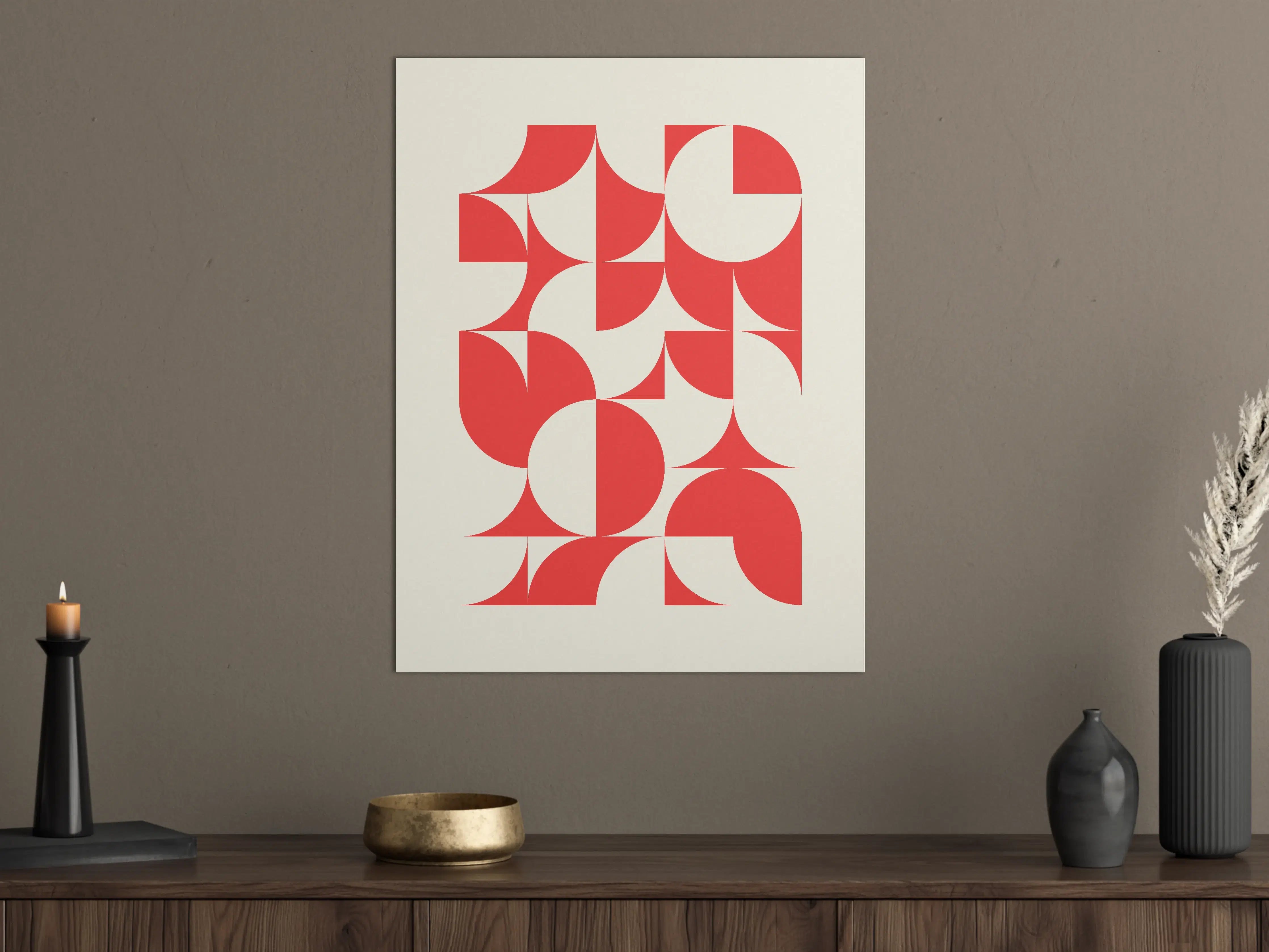 Große Wandbilder - Moderne abstrakte Geometrie in Rot