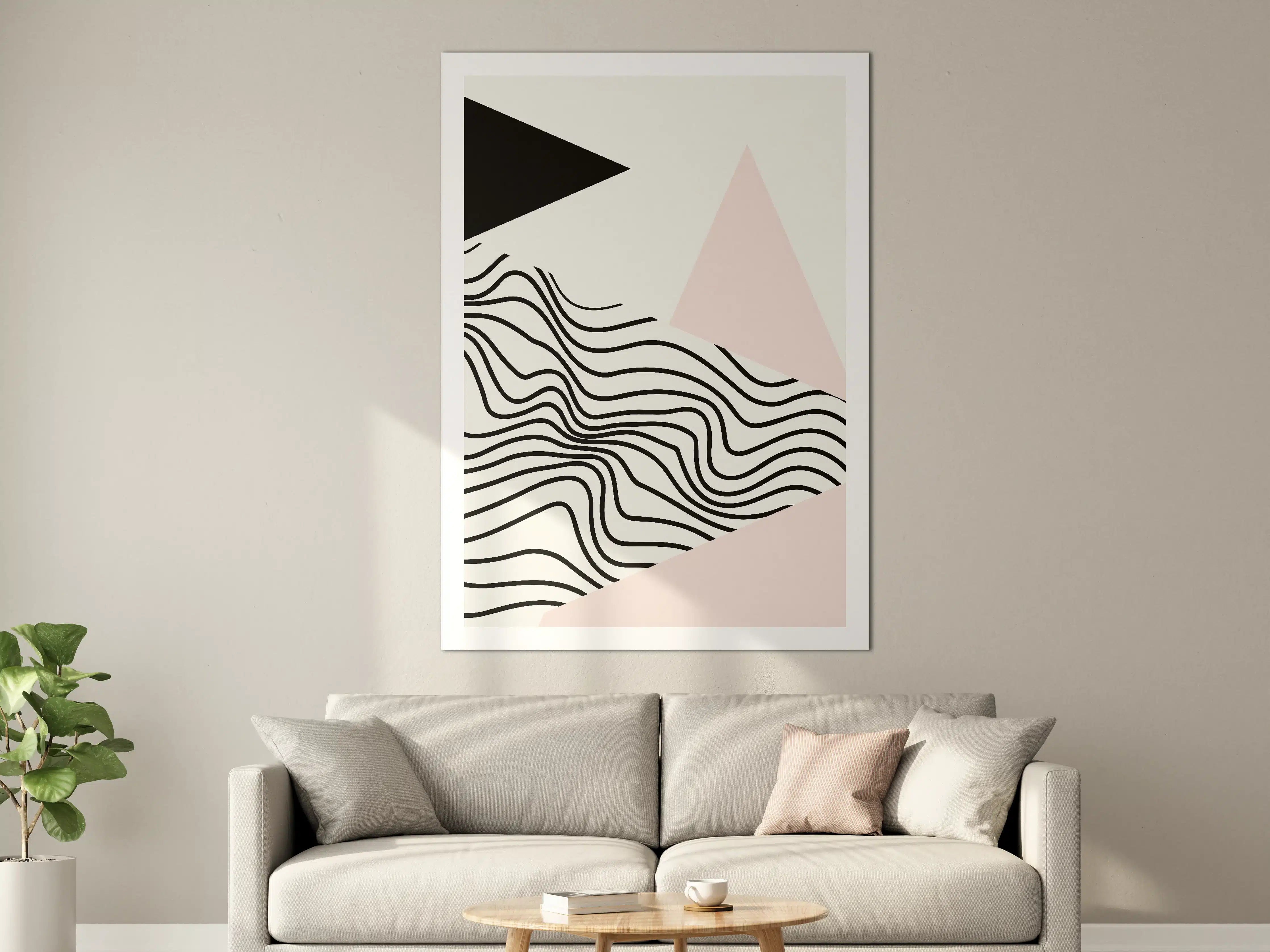 Große Wandbilder - Moderne abstrakte Kunst in Pastell und Schwarz