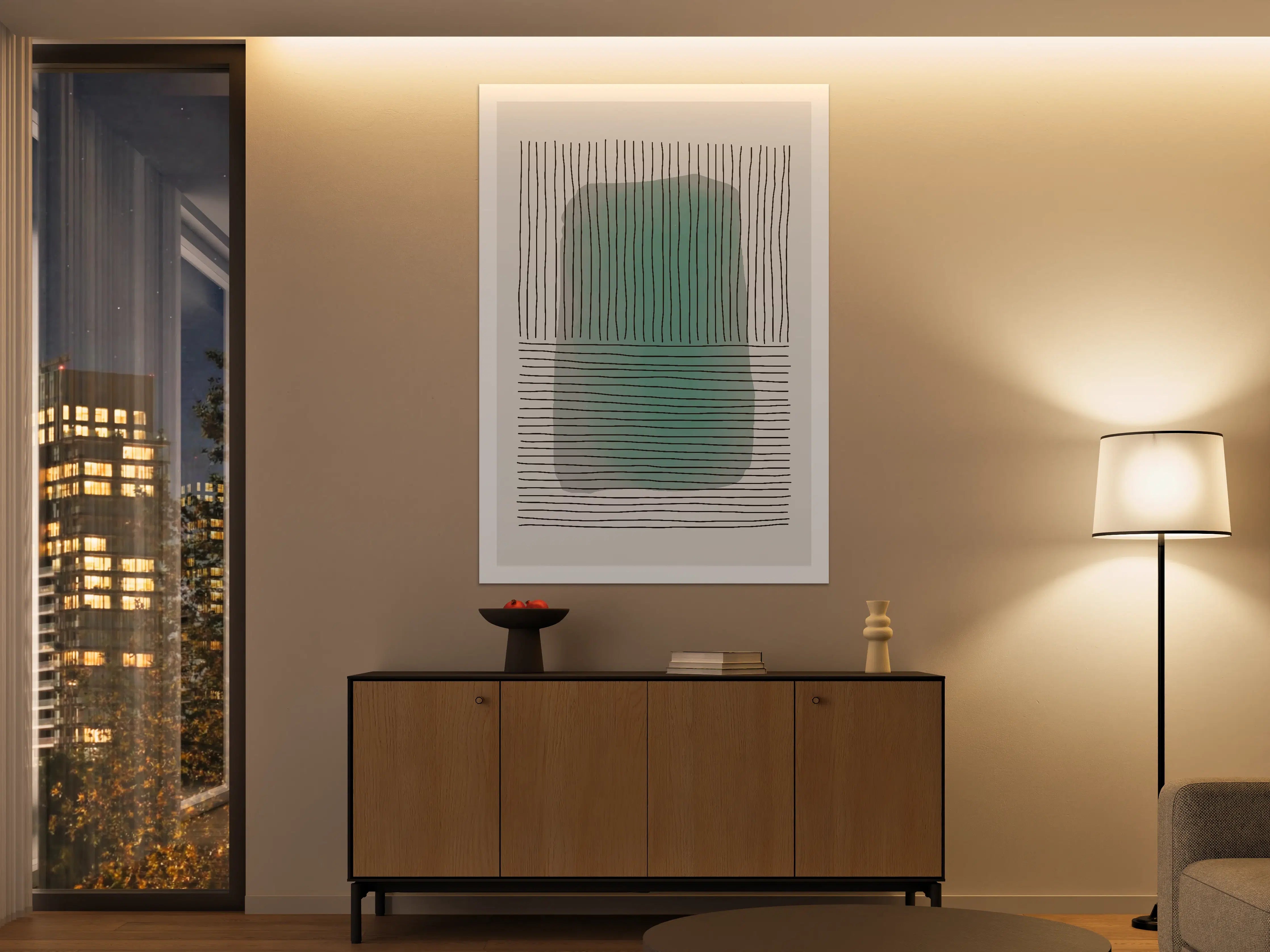 Große Wandbilder - Moderne abstrakte Kunst in Türkis und Schwarz