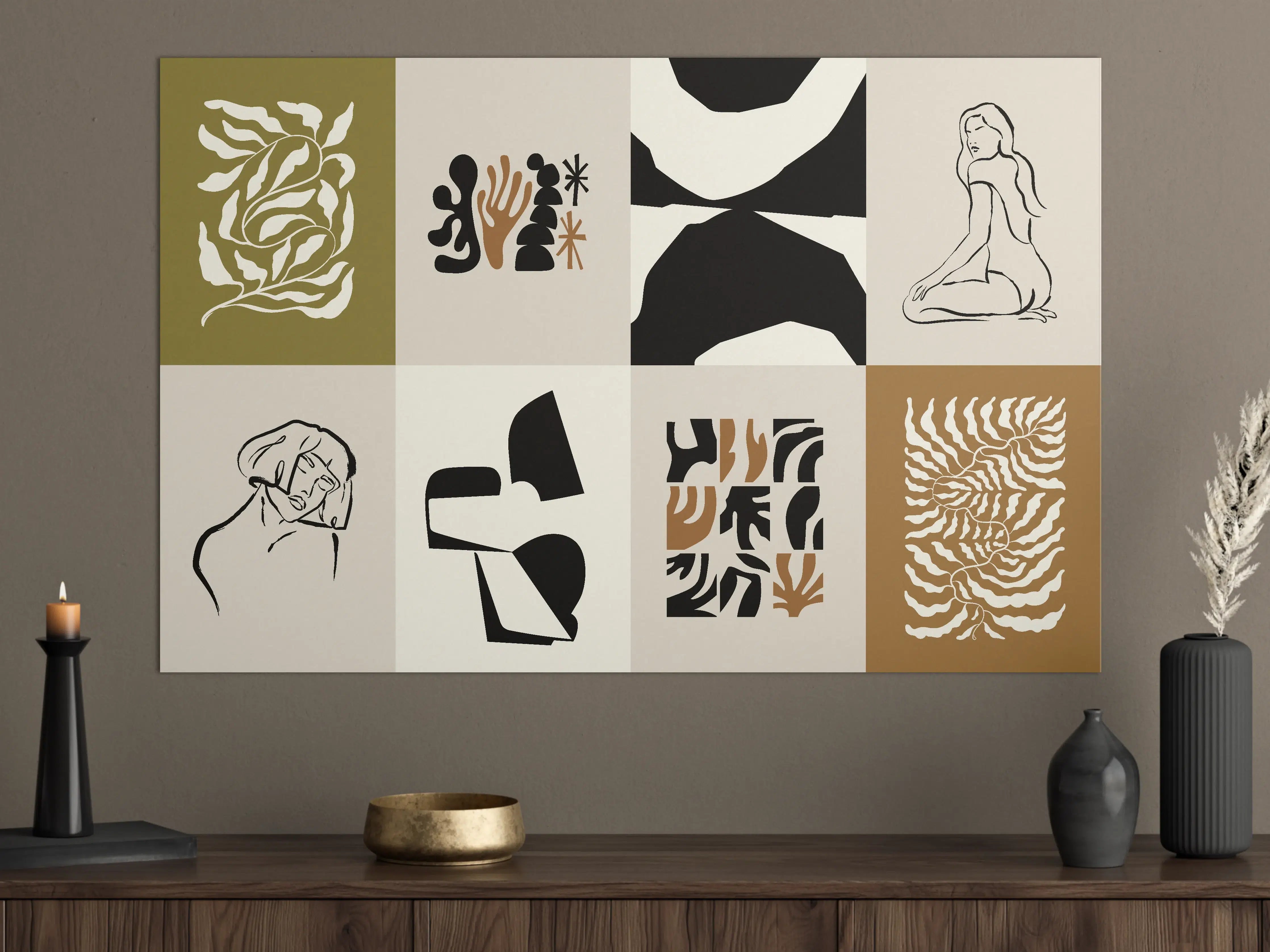 Große Wandbilder - Moderne abstrakte Kunstwerke in Schwarz, Braun und Beige