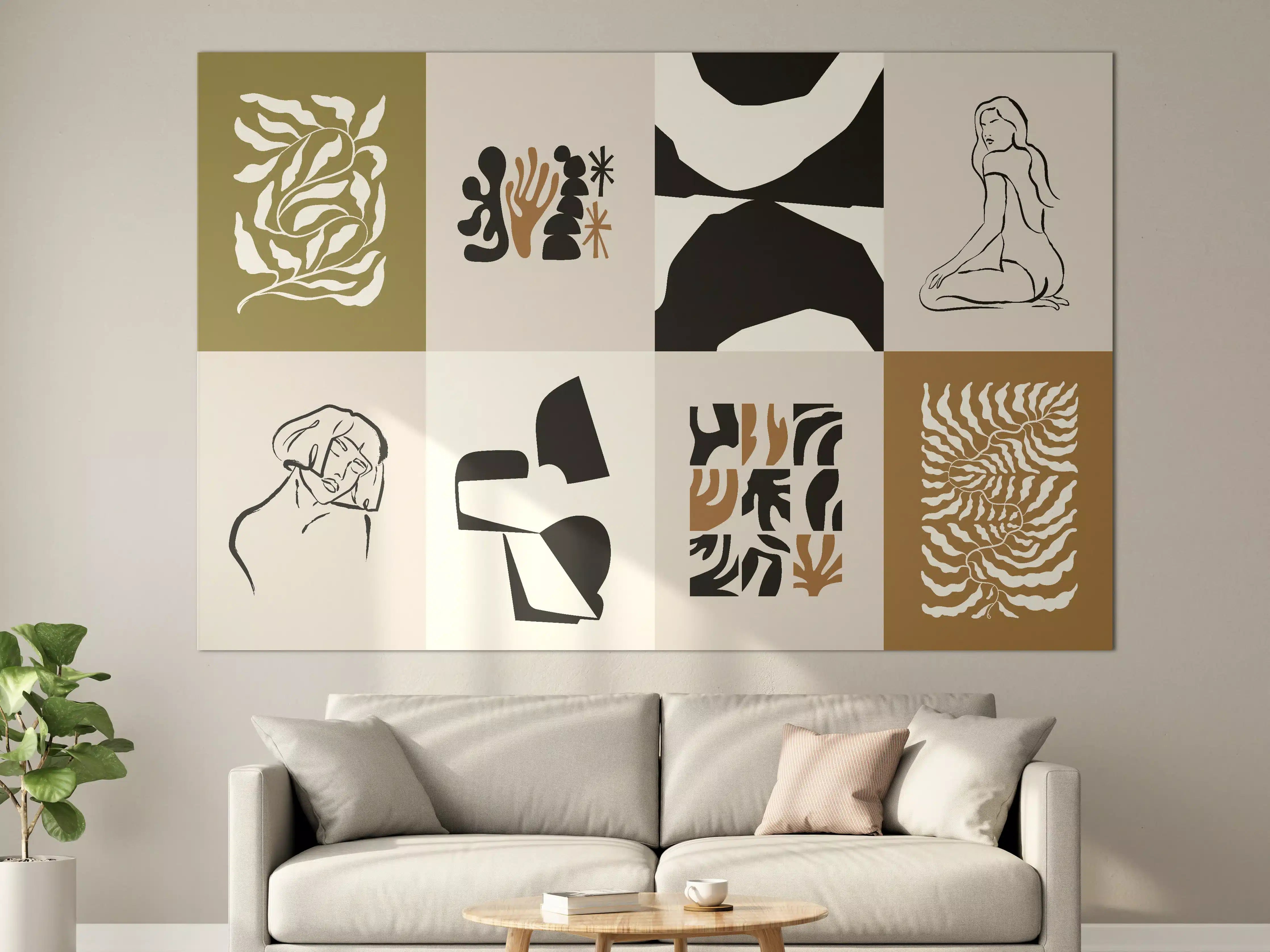 Große Wandbilder - Moderne abstrakte Kunstwerke in Schwarz, Braun und Beige