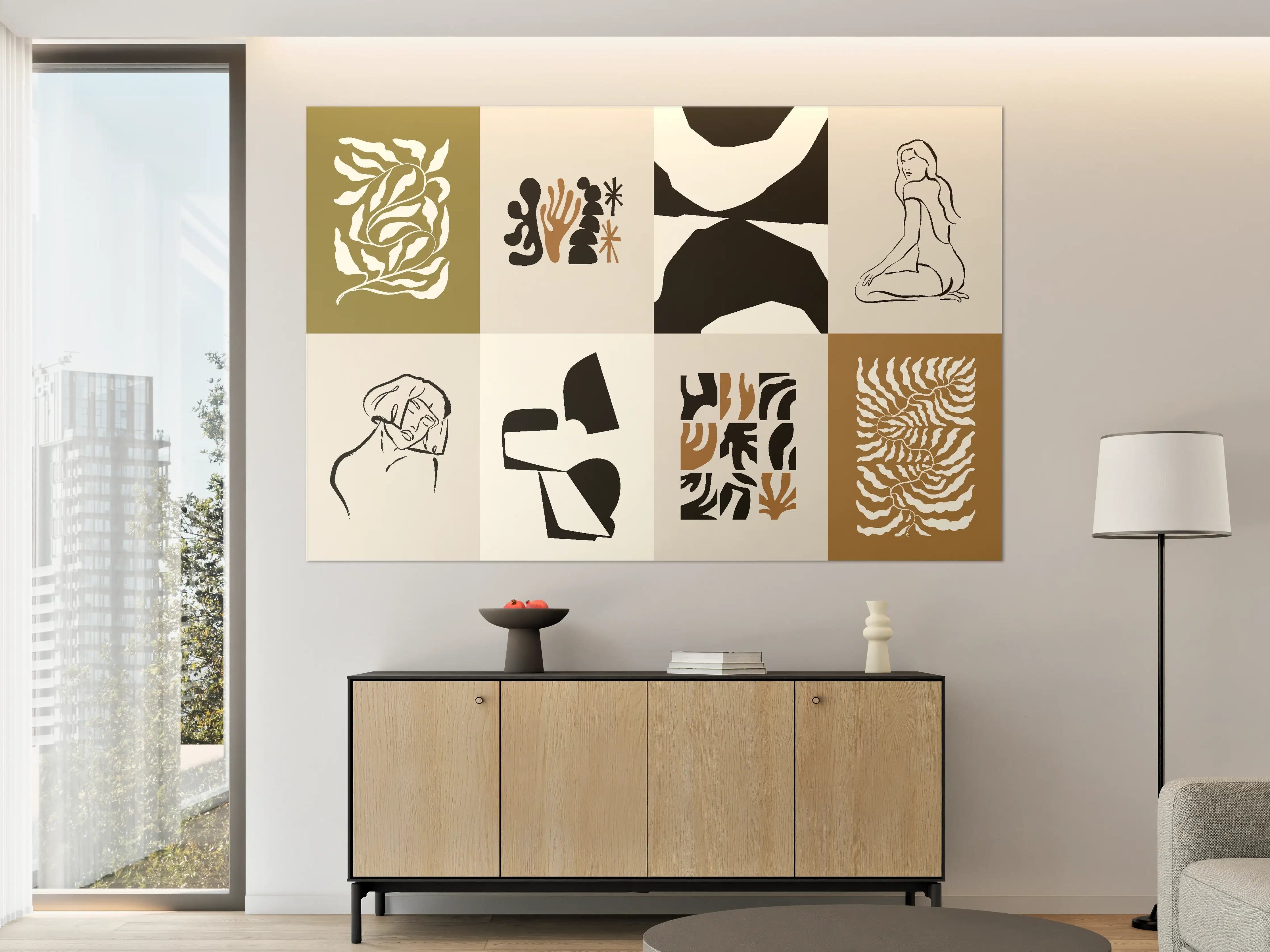 Große Wandbilder - Moderne abstrakte Kunstwerke in Schwarz, Braun und Beige