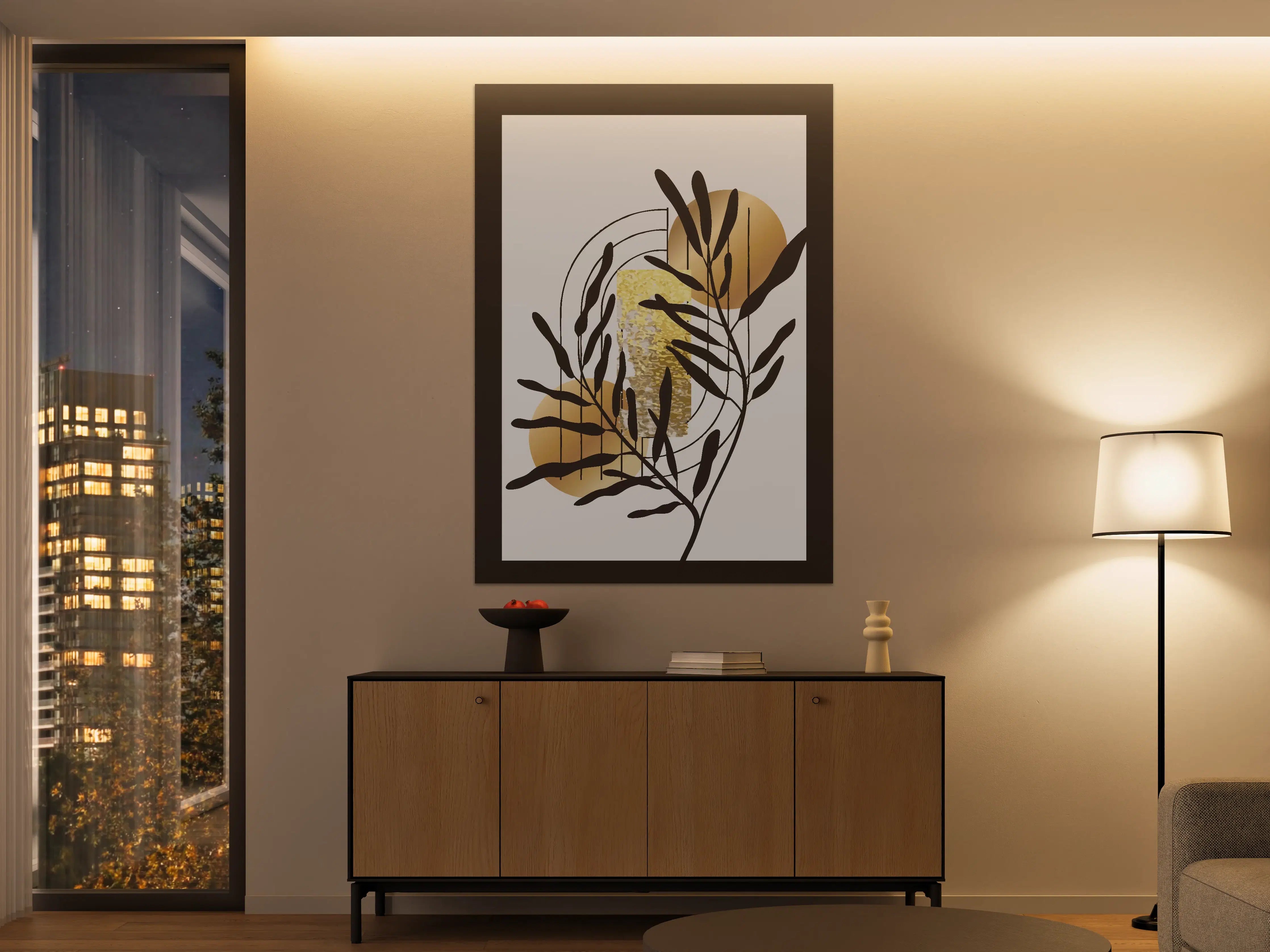 Große Wandbilder - Moderne abstrakte Leinwand mit goldenen Akzenten