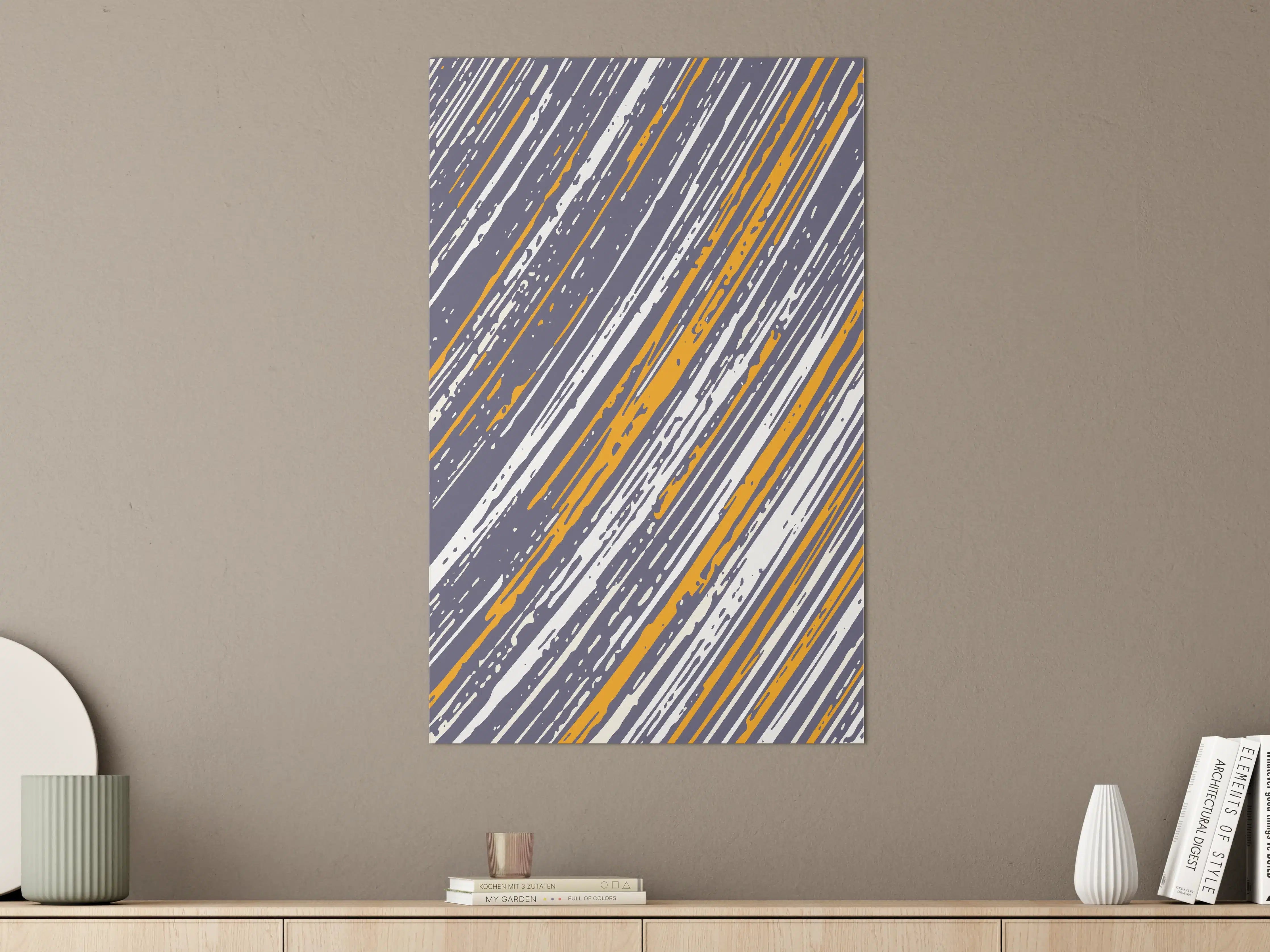Große Wandbilder - Moderne abstrakte Linienkunst in Grau und Orange