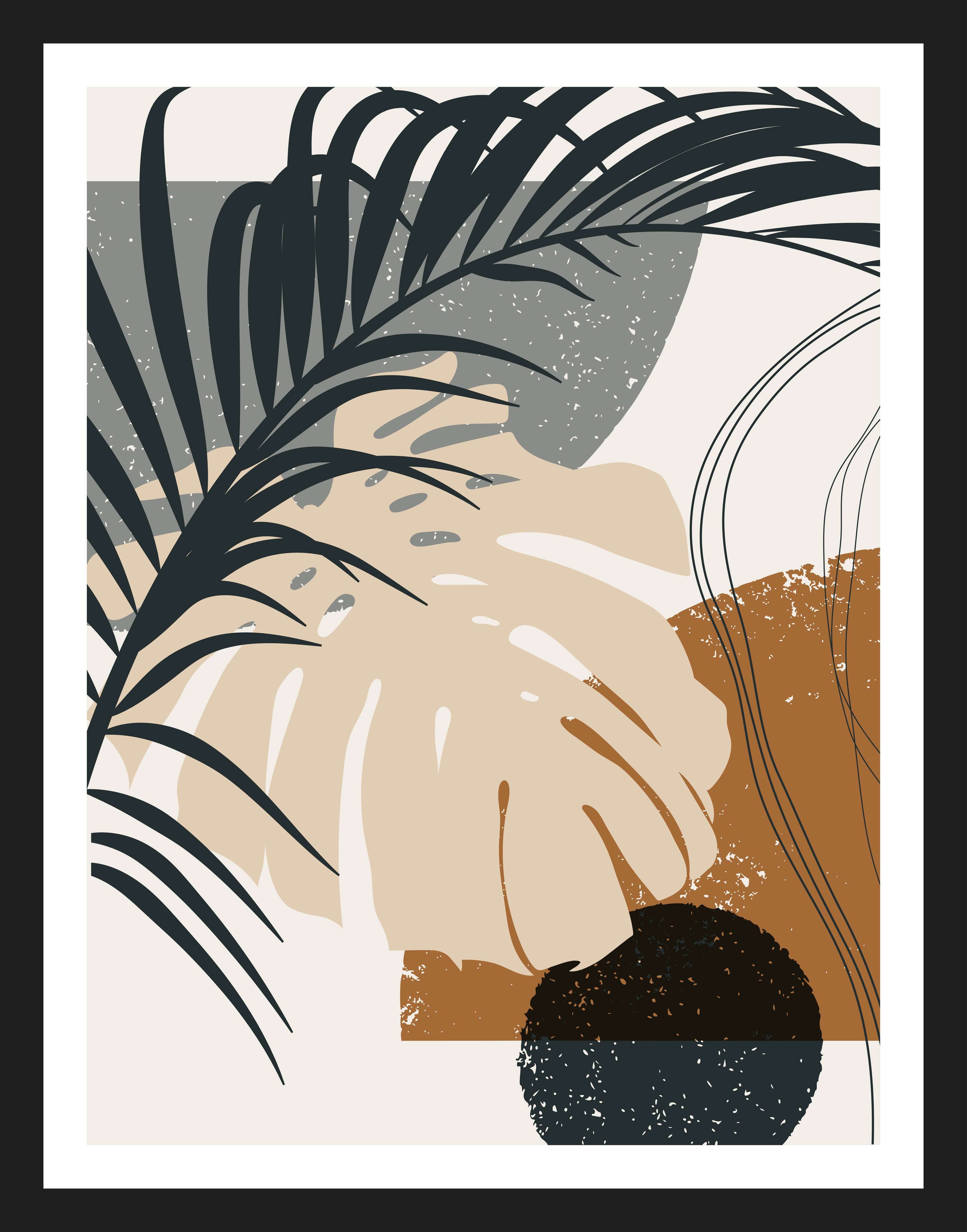 Große Wandbilder-Moderne abstrakte Pflanzenillustration in neutralen Tönen