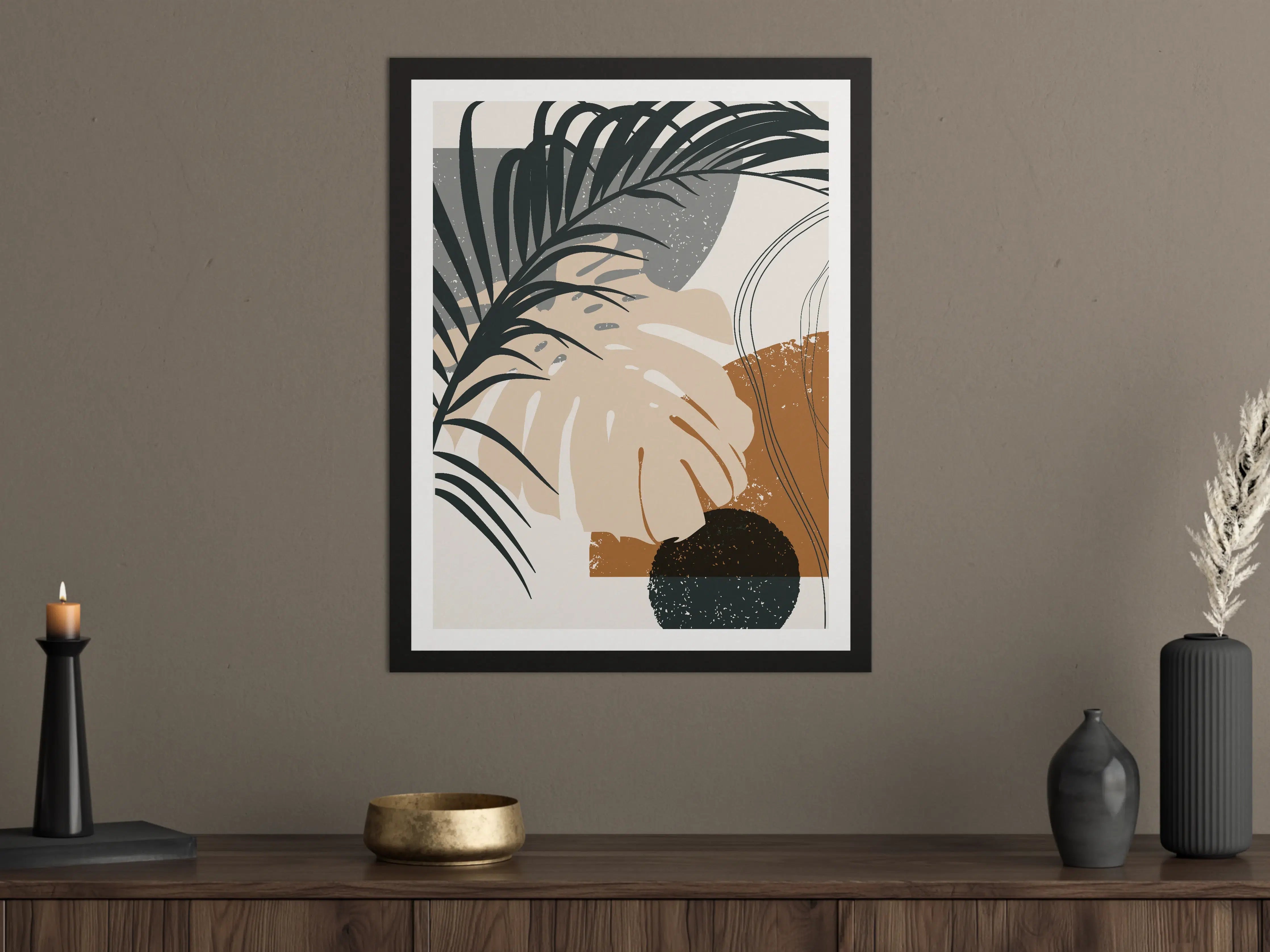 Große Wandbilder - Moderne abstrakte Pflanzenillustration in neutralen Tönen
