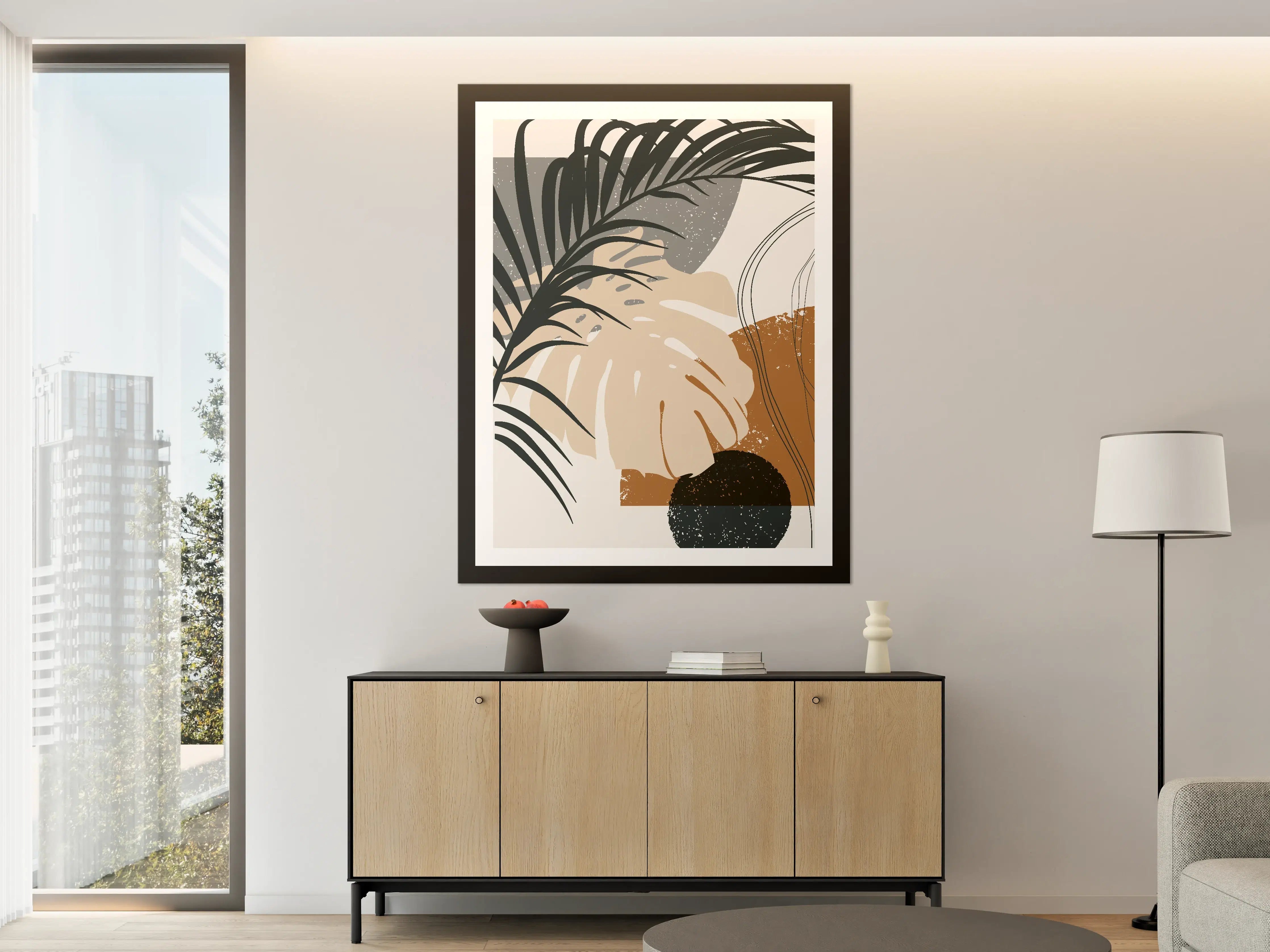 Große Wandbilder - Moderne abstrakte Pflanzenillustration in neutralen Tönen