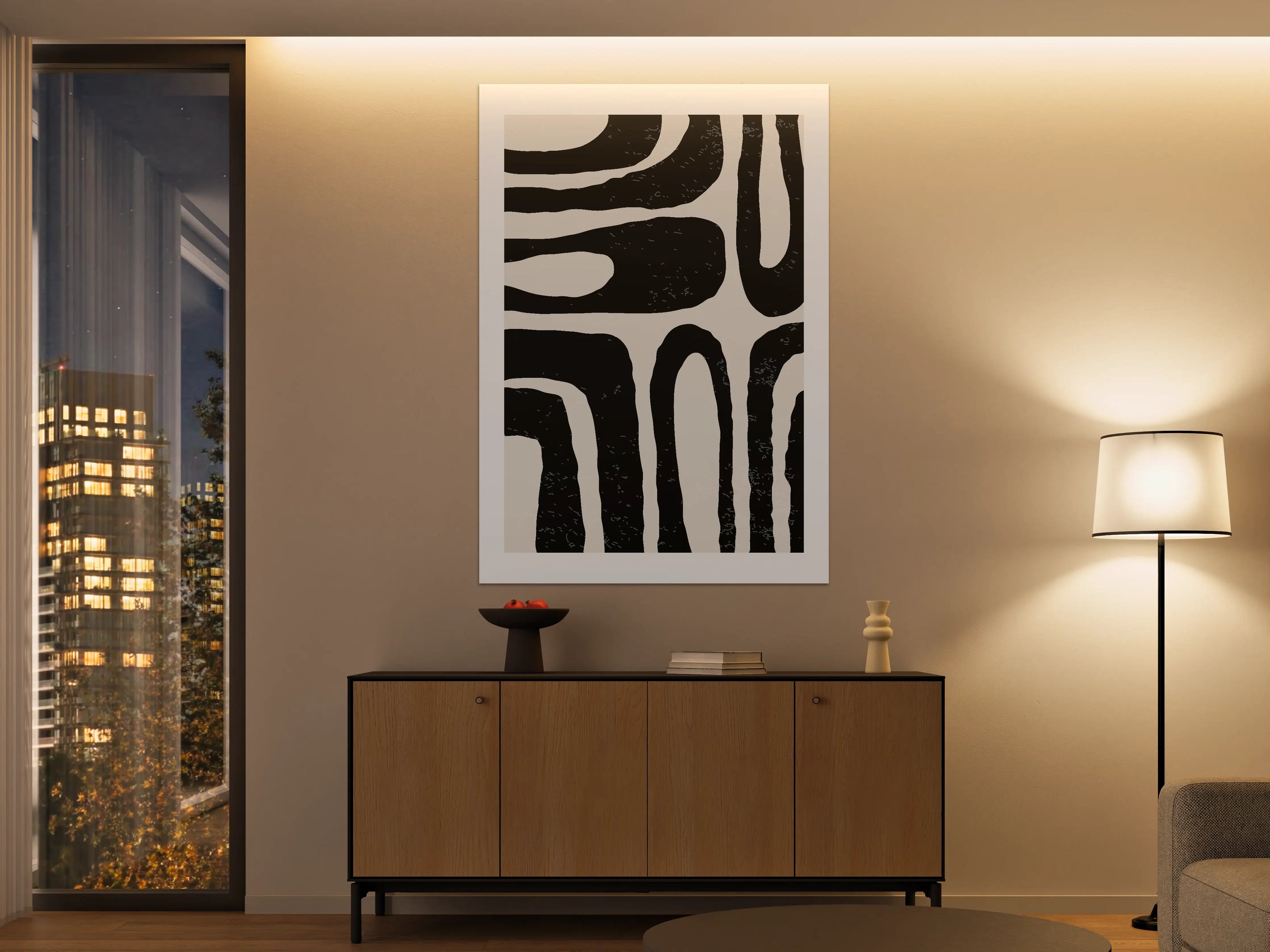 Große Wandbilder - Moderne abstrakte Schwarz-Weiß-Wandkunst