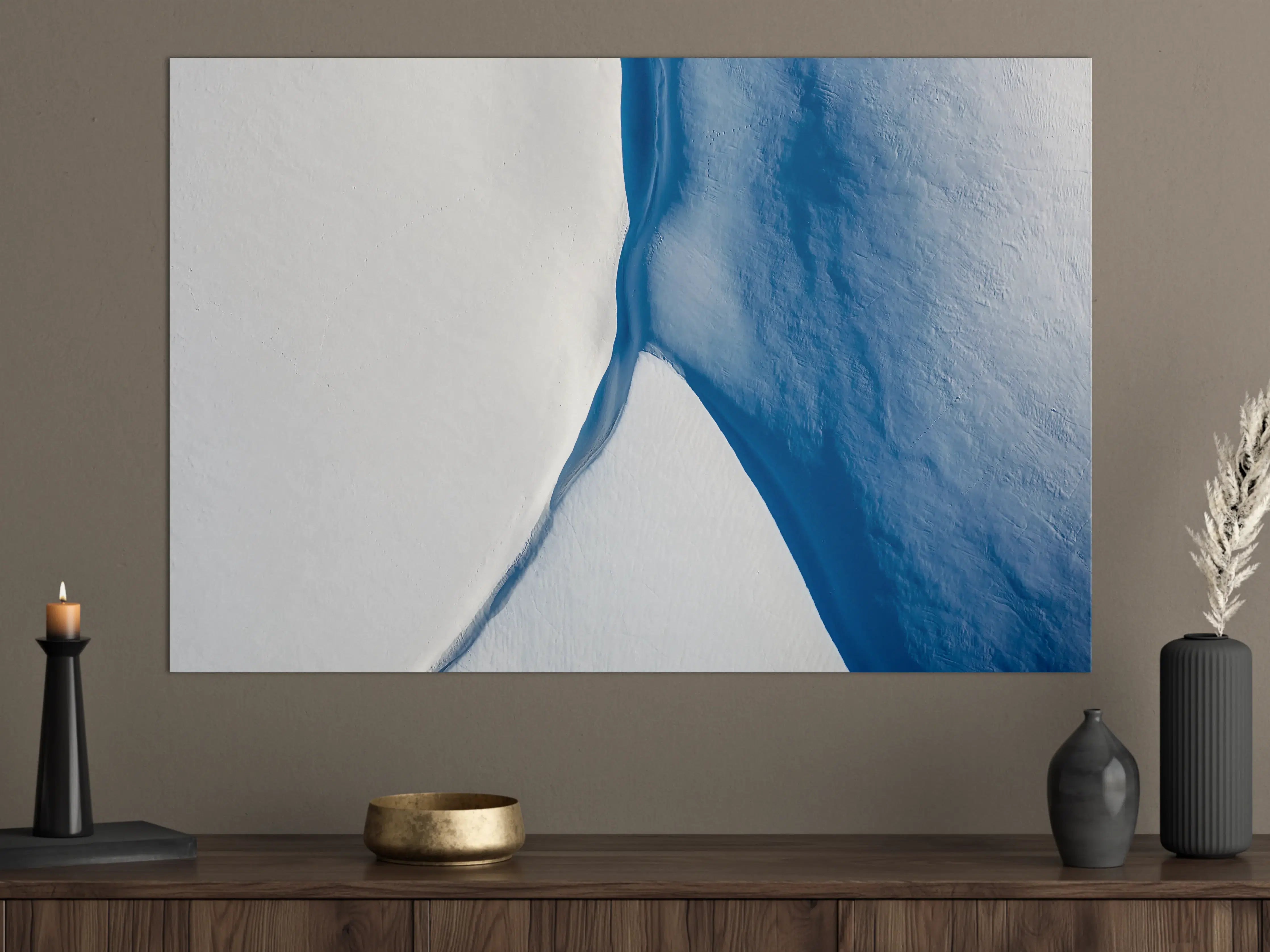 Große Wandbilder - Moderne abstrakte Wandkunst in Blau und Weiß