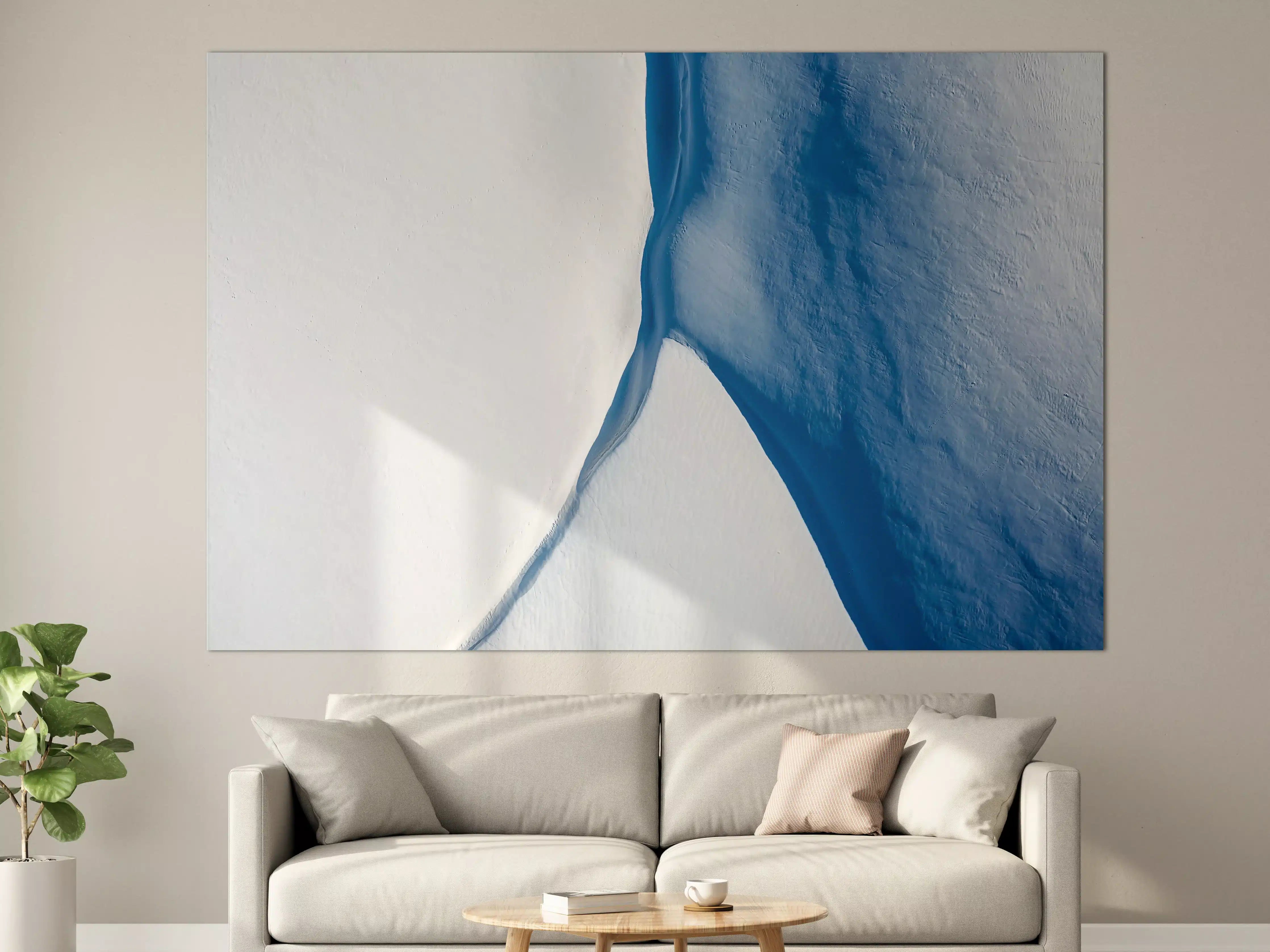Große Wandbilder - Moderne abstrakte Wandkunst in Blau und Weiß