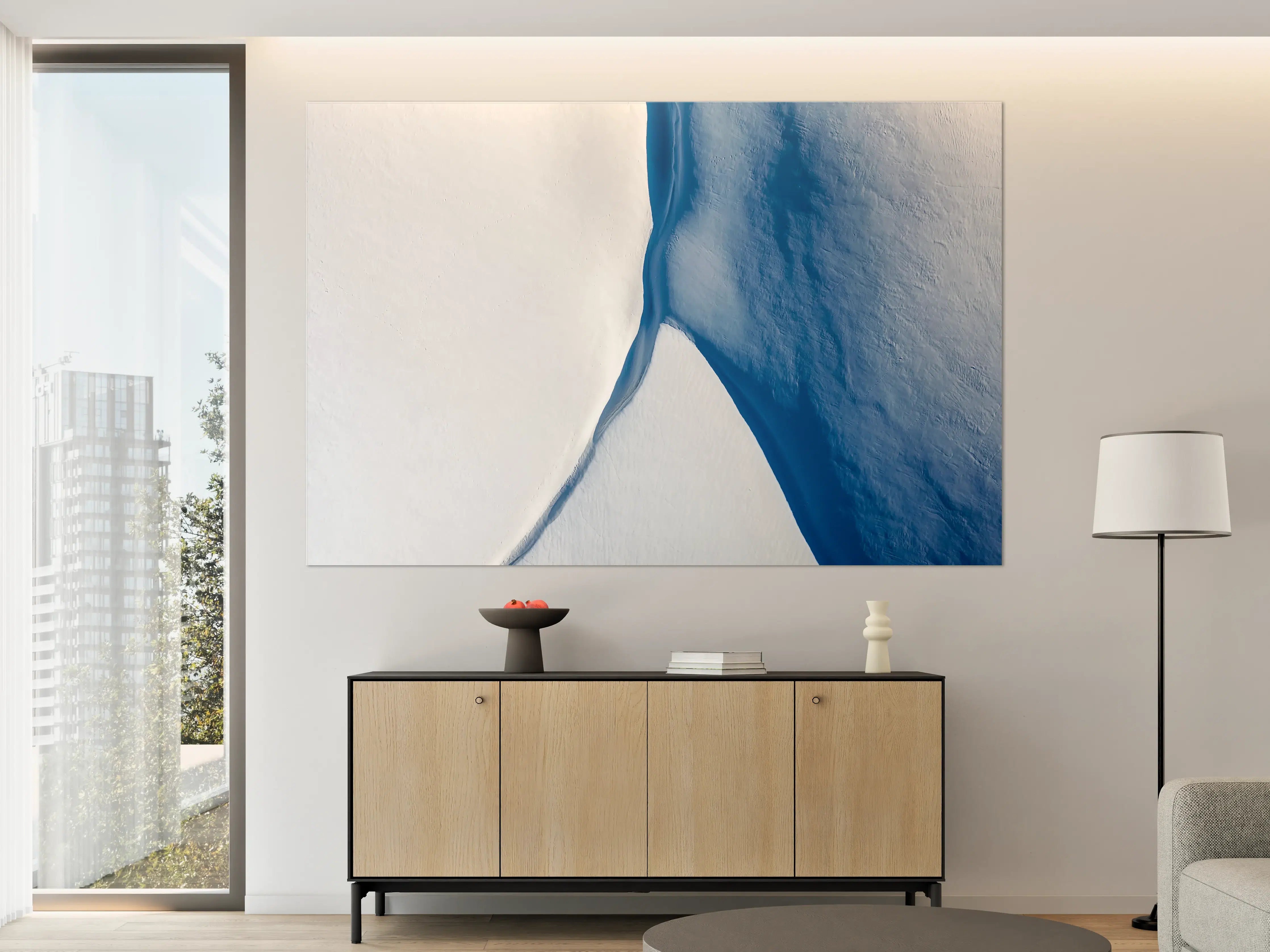 Große Wandbilder - Moderne abstrakte Wandkunst in Blau und Weiß