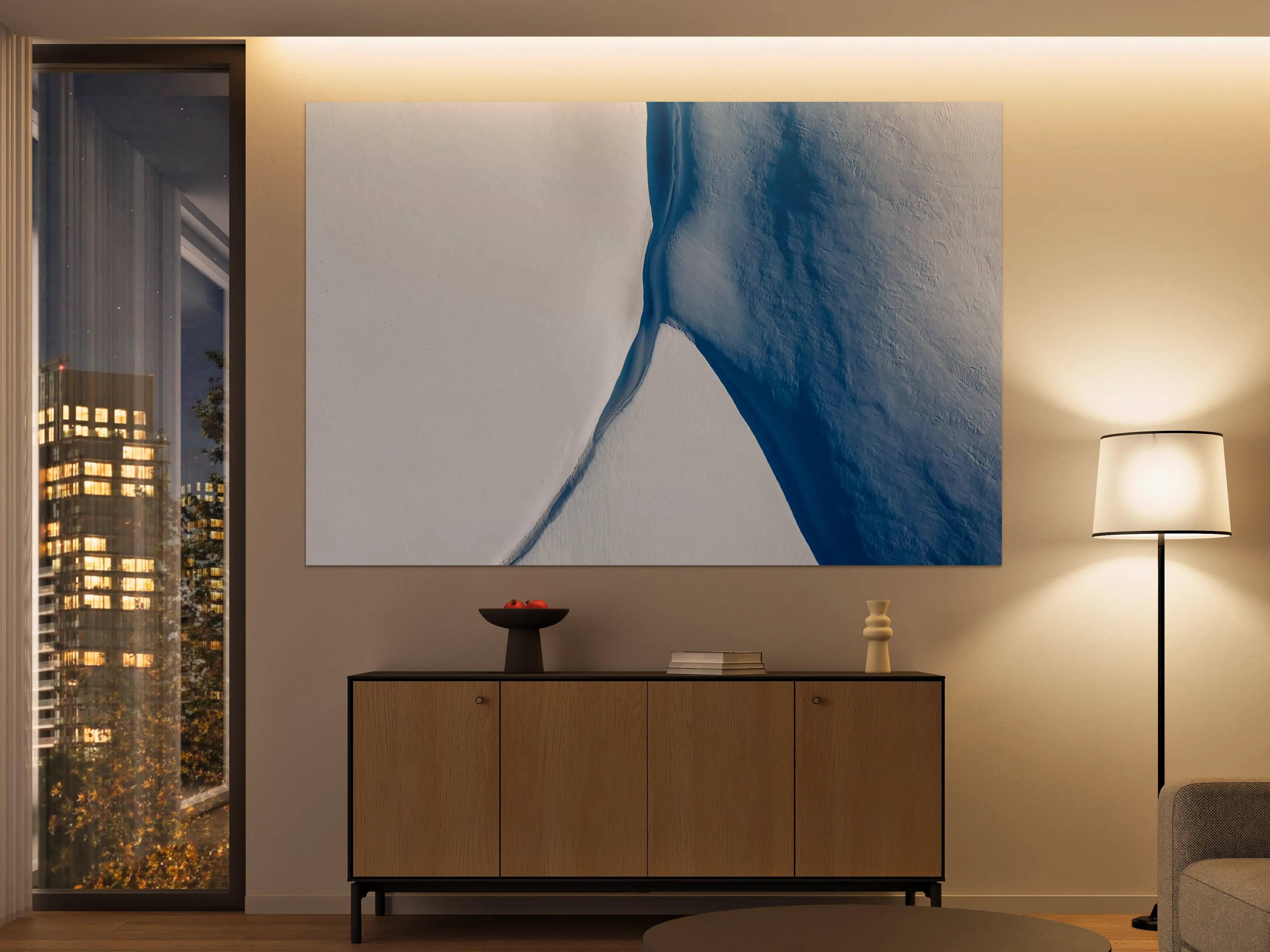 Große Wandbilder - Moderne abstrakte Wandkunst in Blau und Weiß