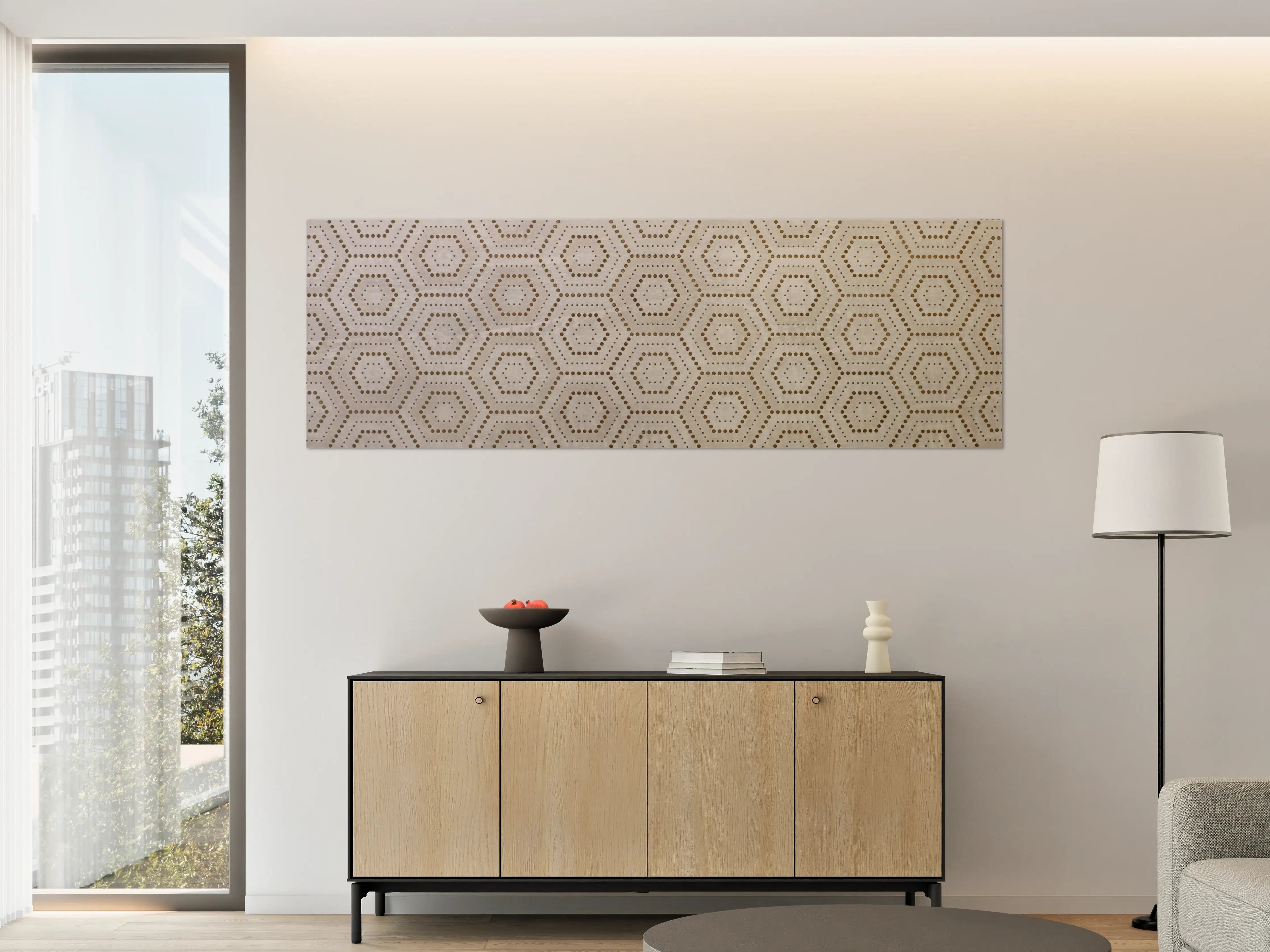 Große Wandbilder - Moderne beige und graue geometrische Wandgestaltung