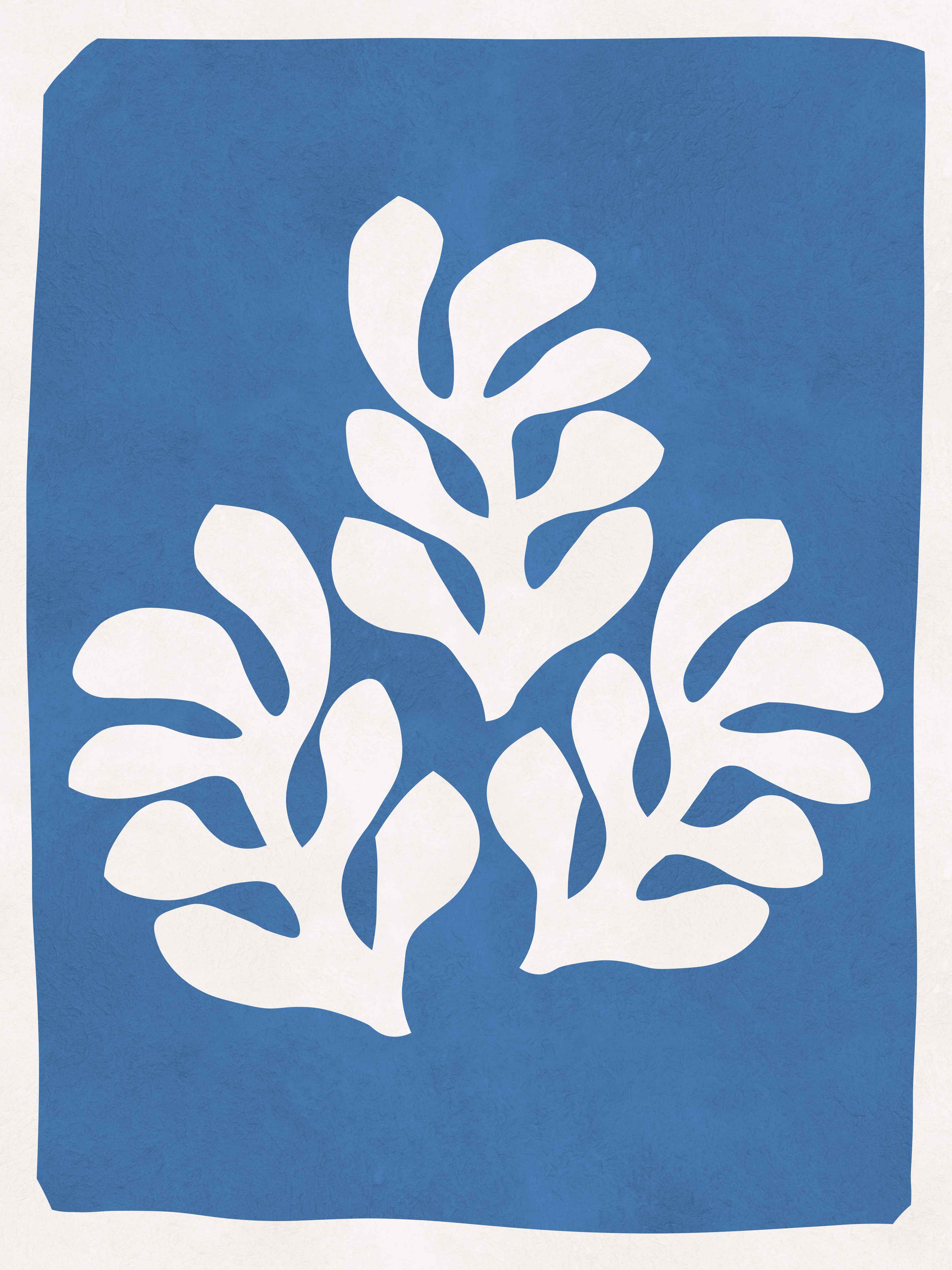 Große Wandbilder-Moderne blaue Leinwand mit abstrakter Pflanzenillustration