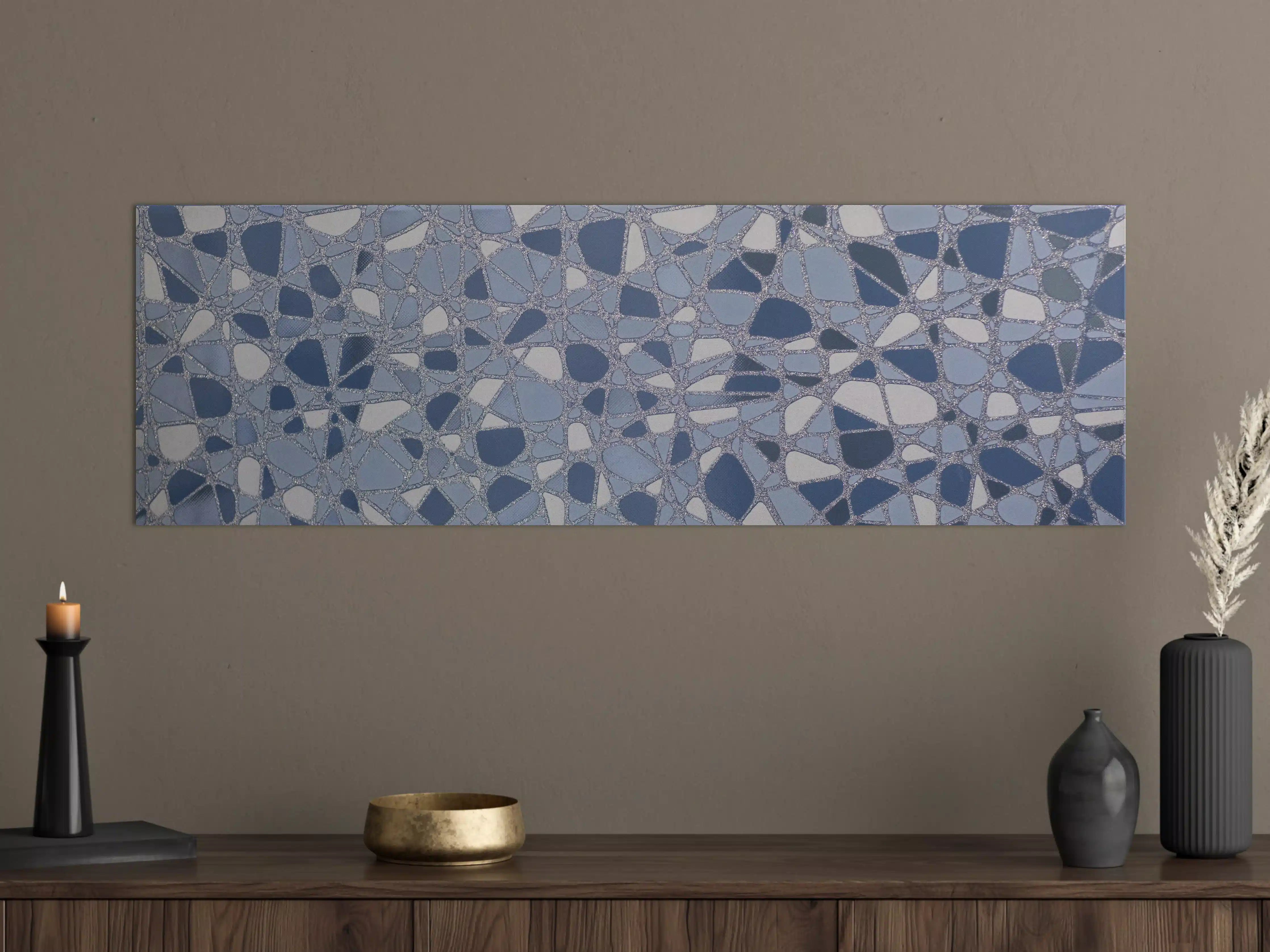 Große Wandbilder - Moderne blaue Mosaikstruktur
