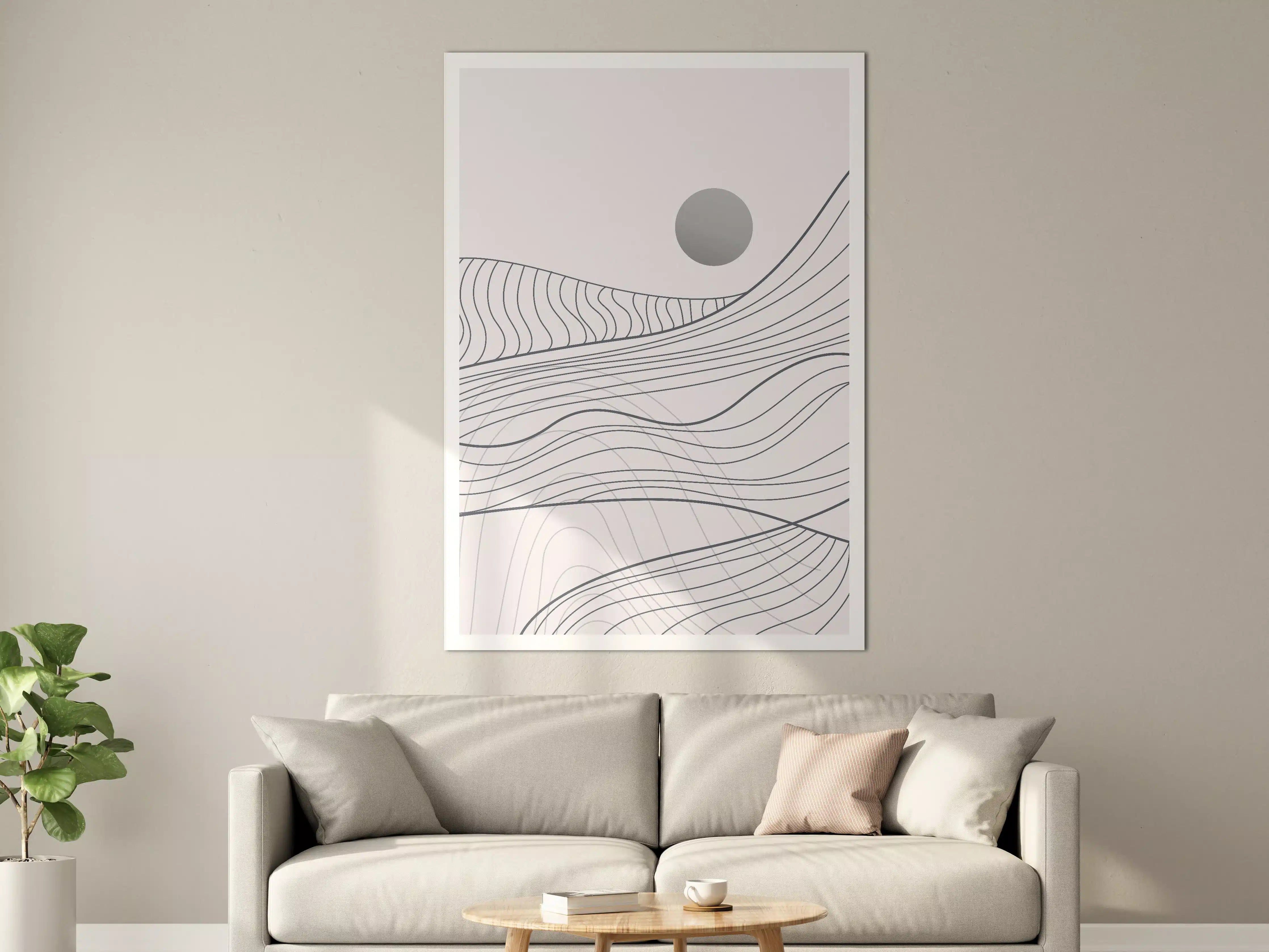 Große Wandbilder - Moderne geomentrische Landschaft in Grau und Weiß