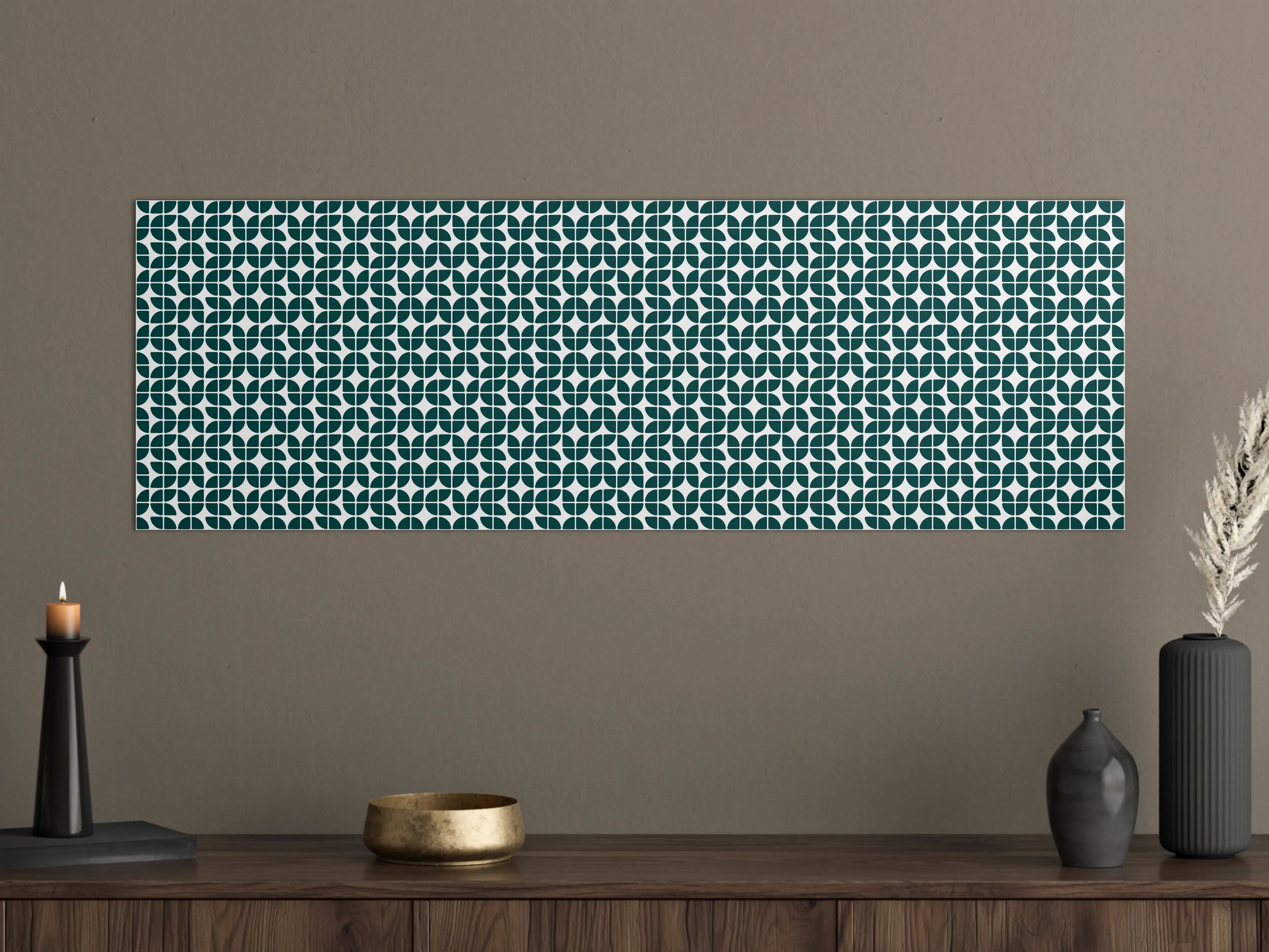 Große Wandbilder - Moderne geometrische Fliesenmuster in Blau und Weiß
