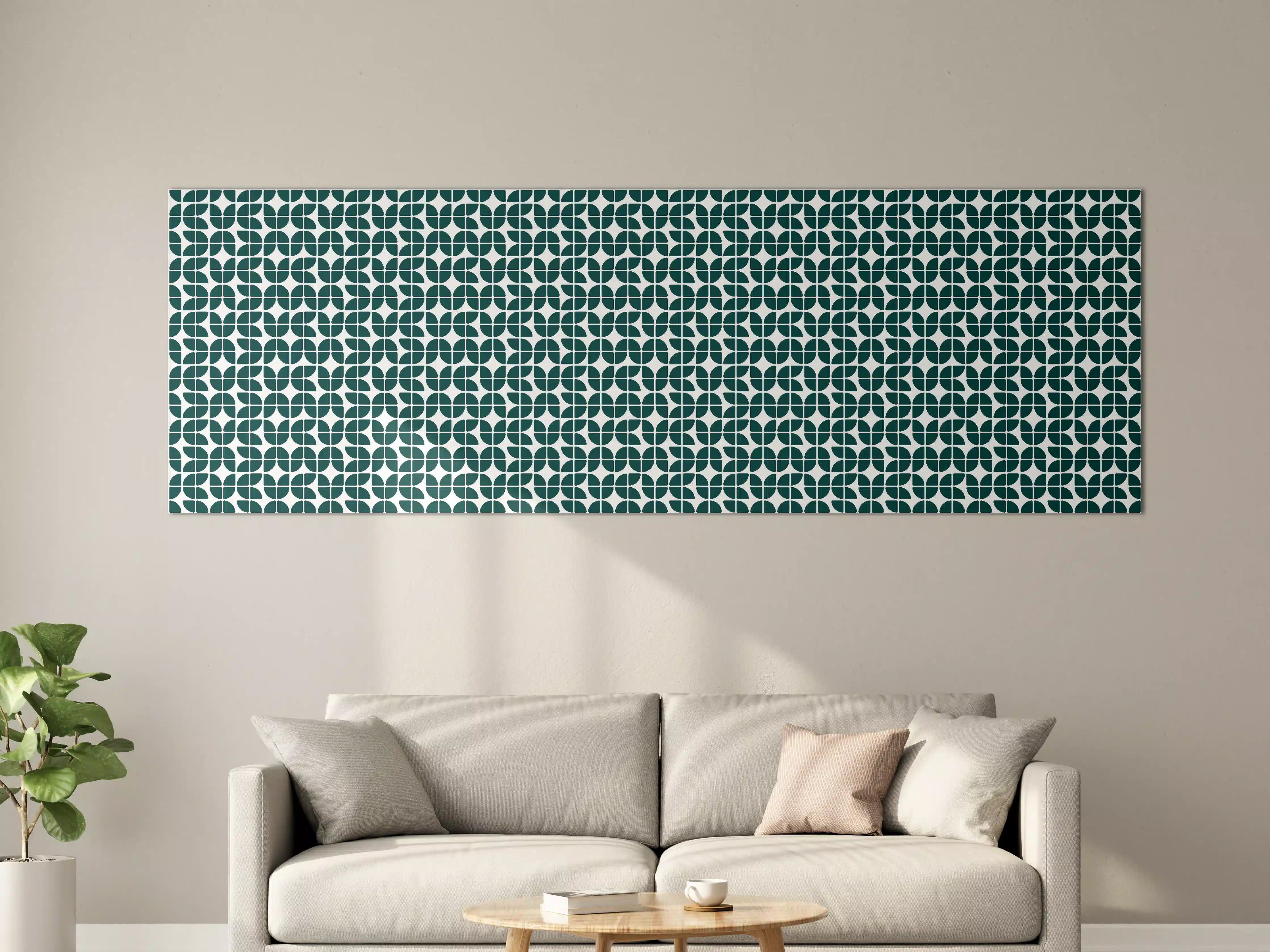 Große Wandbilder - Moderne geometrische Fliesenmuster in Blau und Weiß