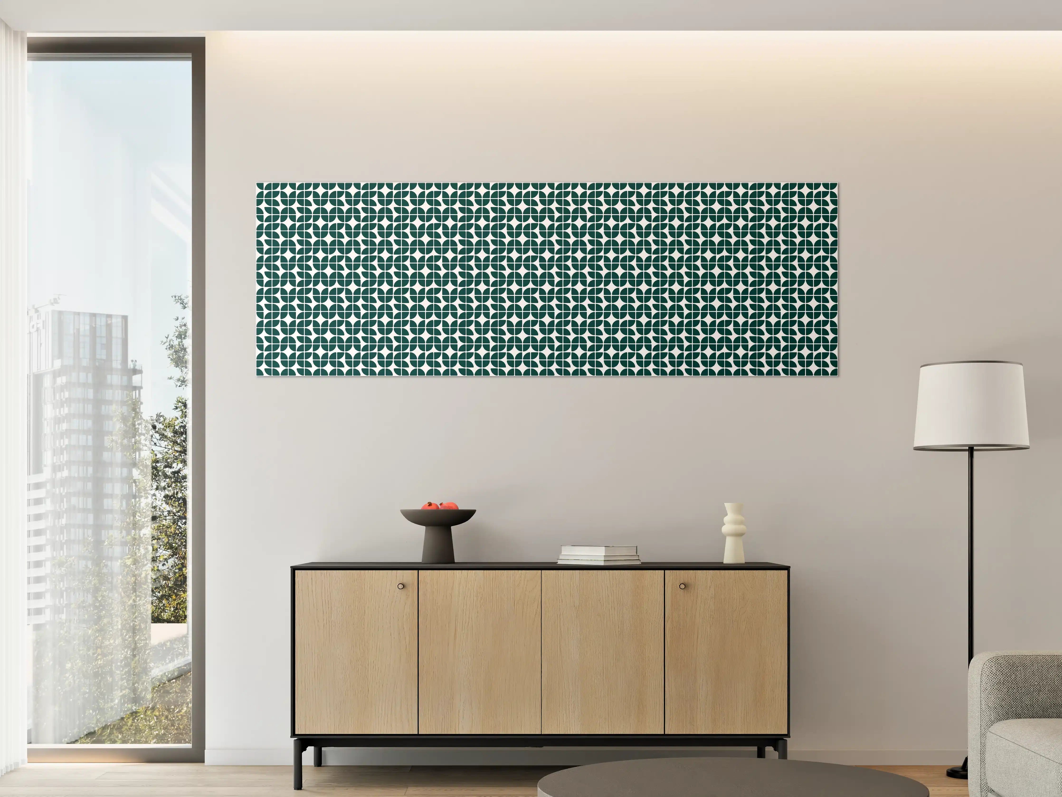 Große Wandbilder - Moderne geometrische Fliesenmuster in Blau und Weiß