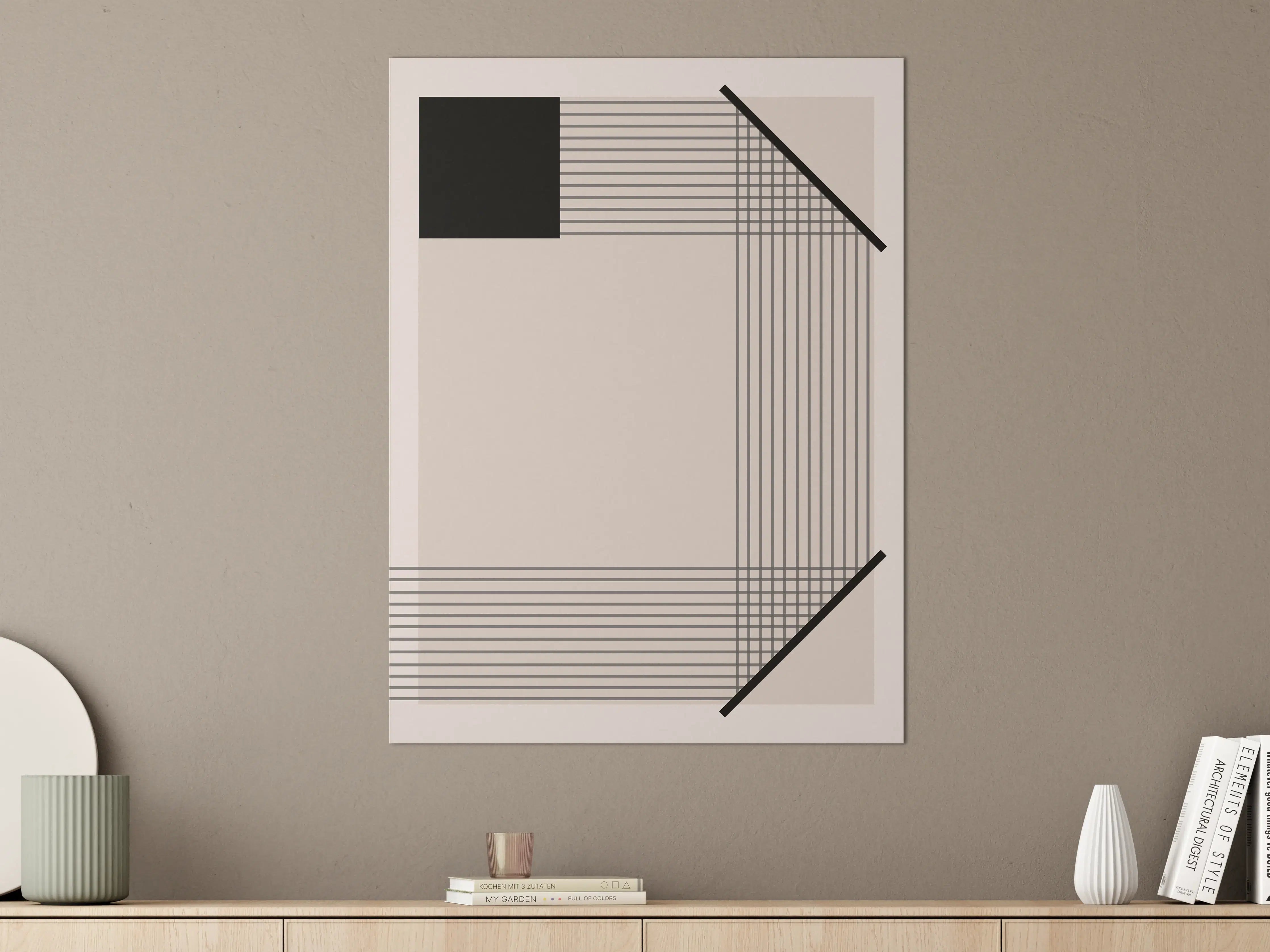 Große Wandbilder - Moderne geometrische Kunst in Beige und Schwarz