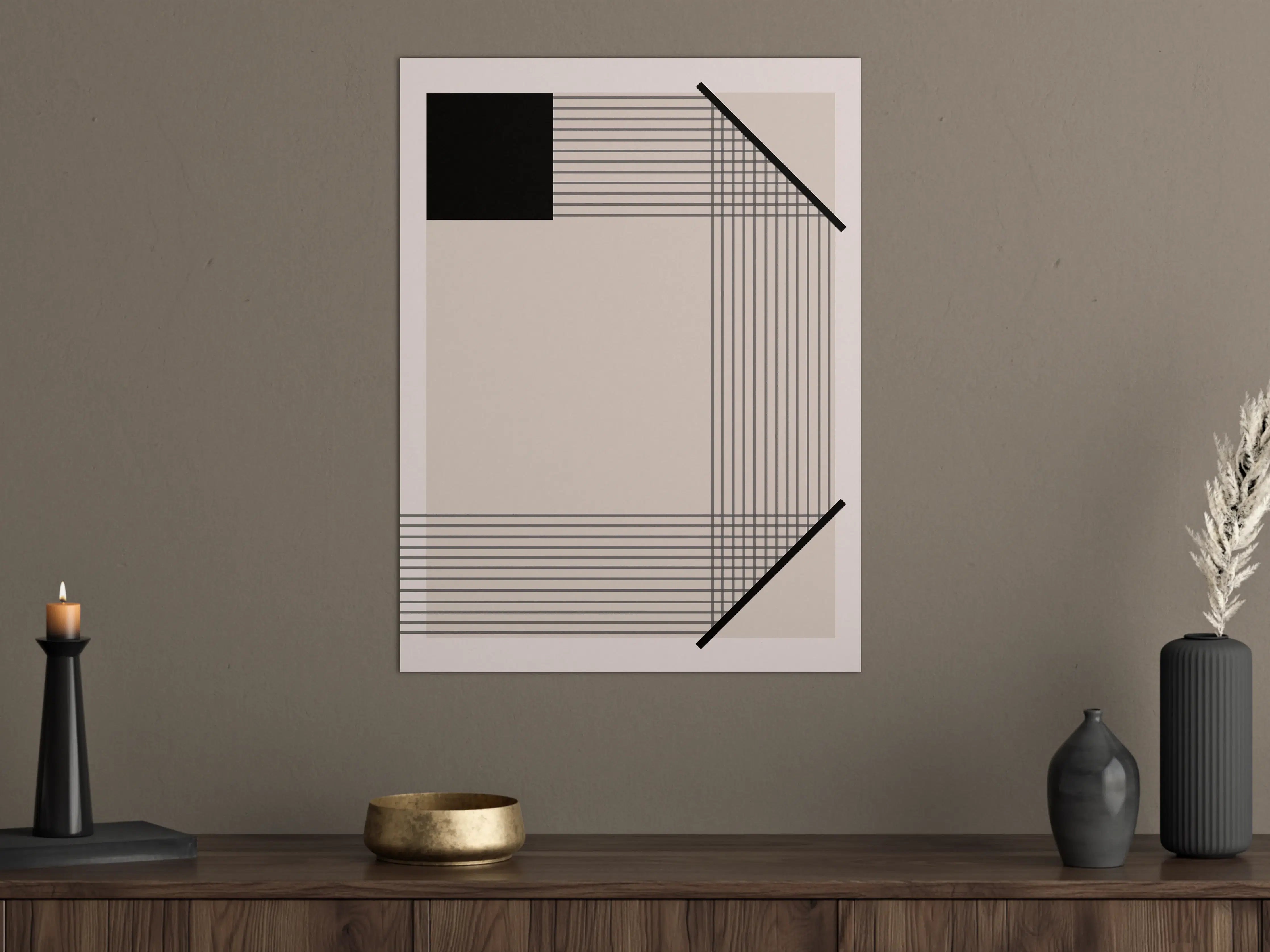 Große Wandbilder - Moderne geometrische Kunst in Beige und Schwarz