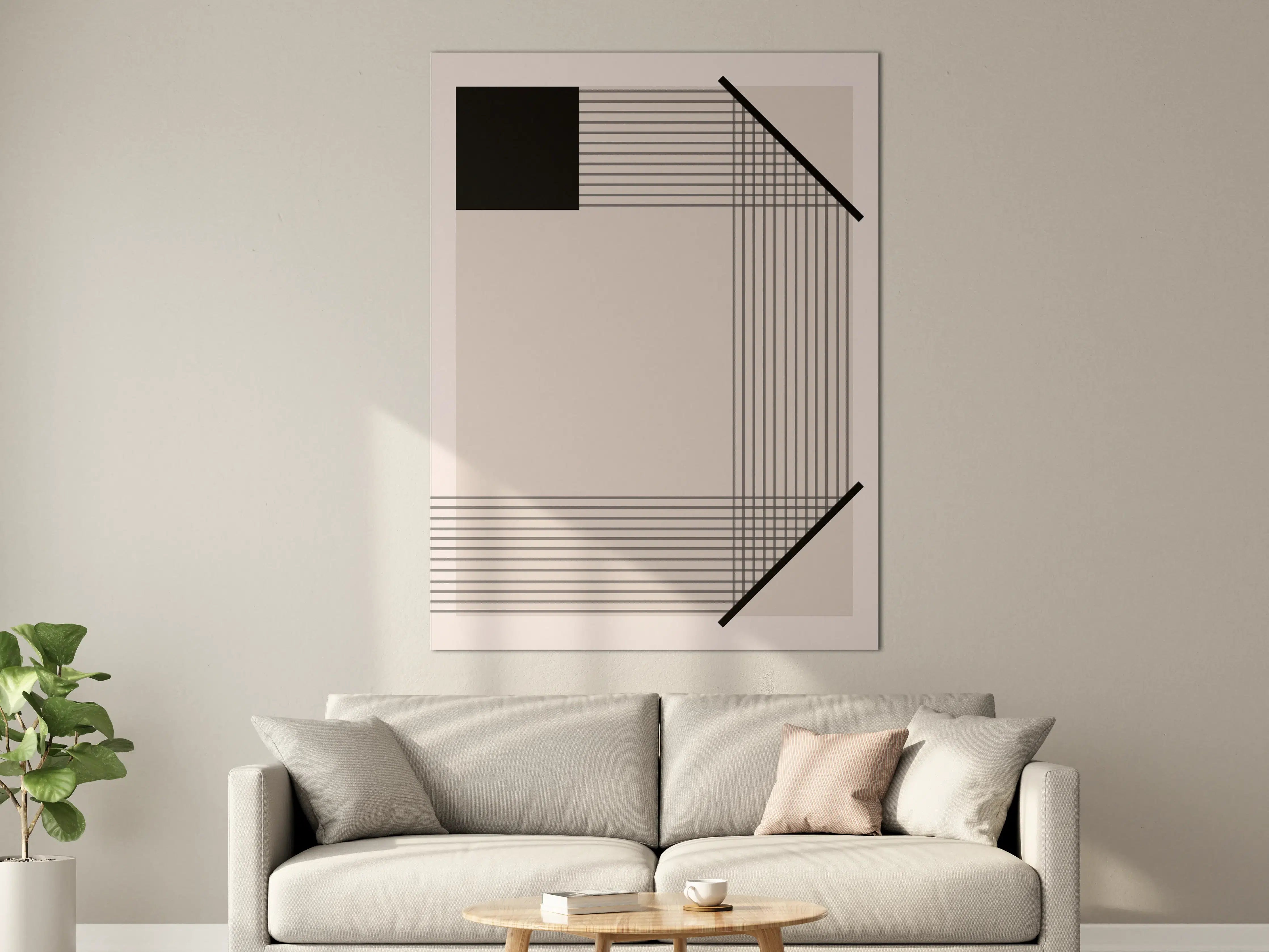 Große Wandbilder - Moderne geometrische Kunst in Beige und Schwarz