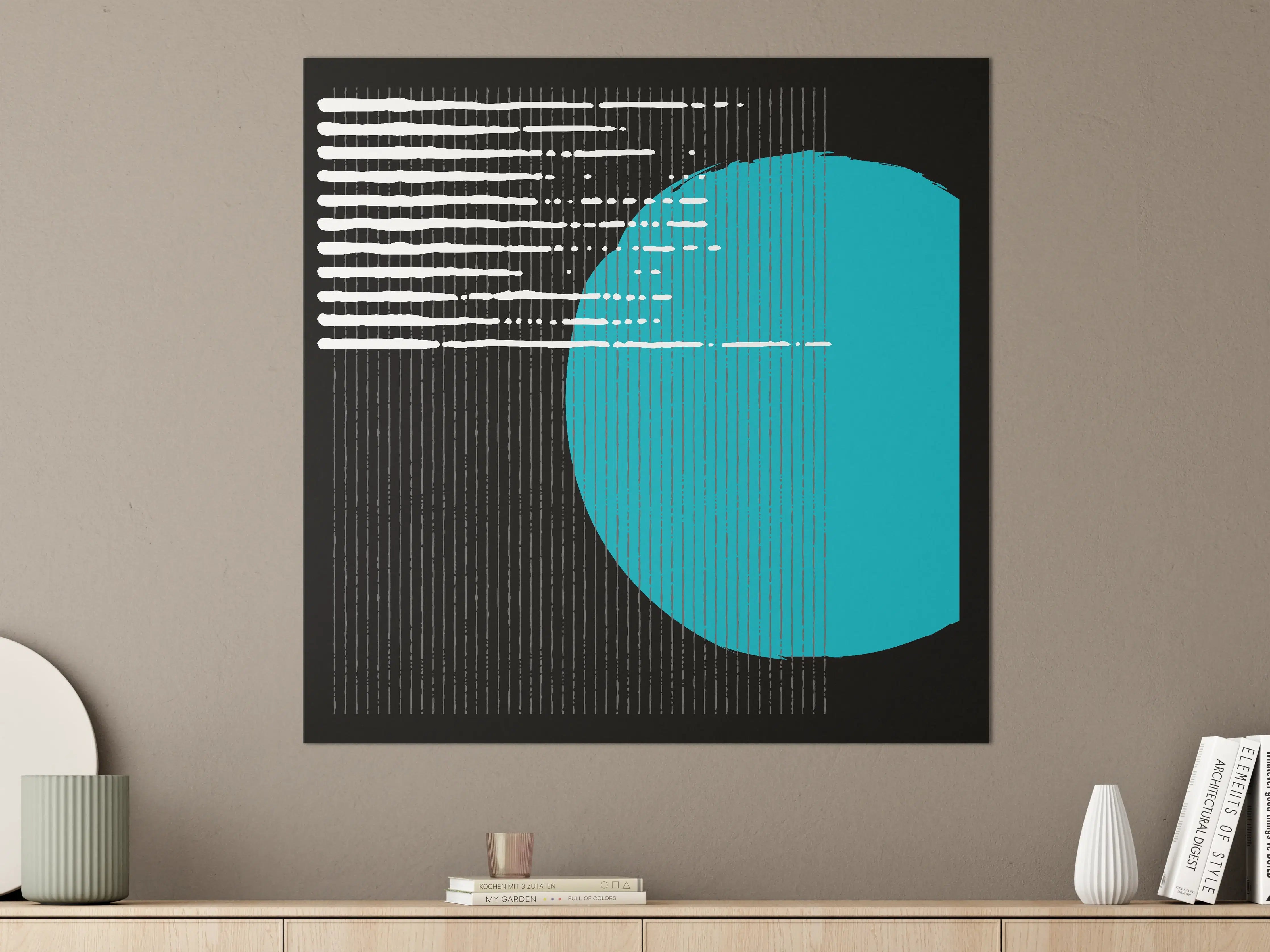 Große Wandbilder - Moderne geometrische Kunst mit Blau und Schwarz