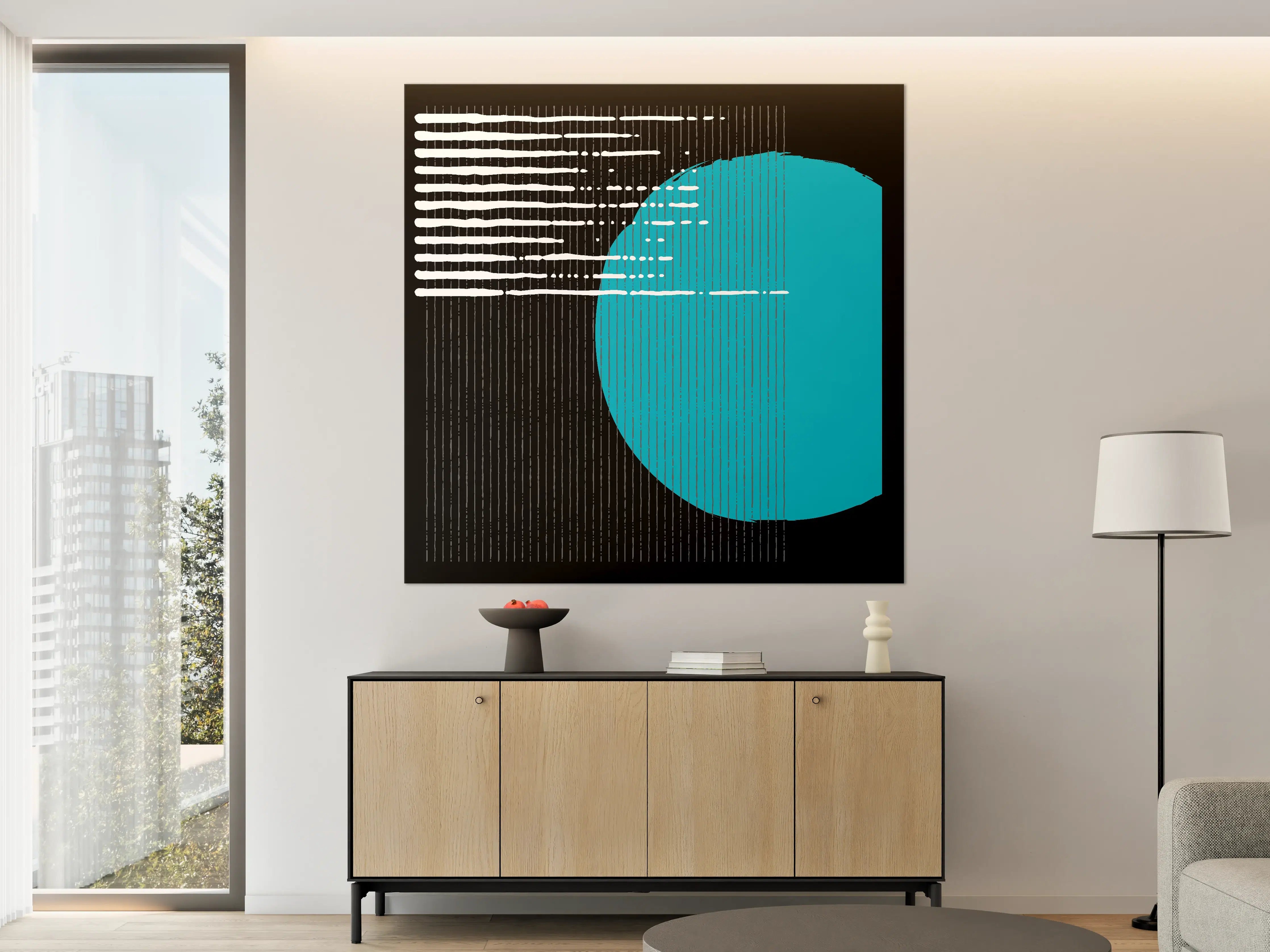 Große Wandbilder - Moderne geometrische Kunst mit Blau und Schwarz