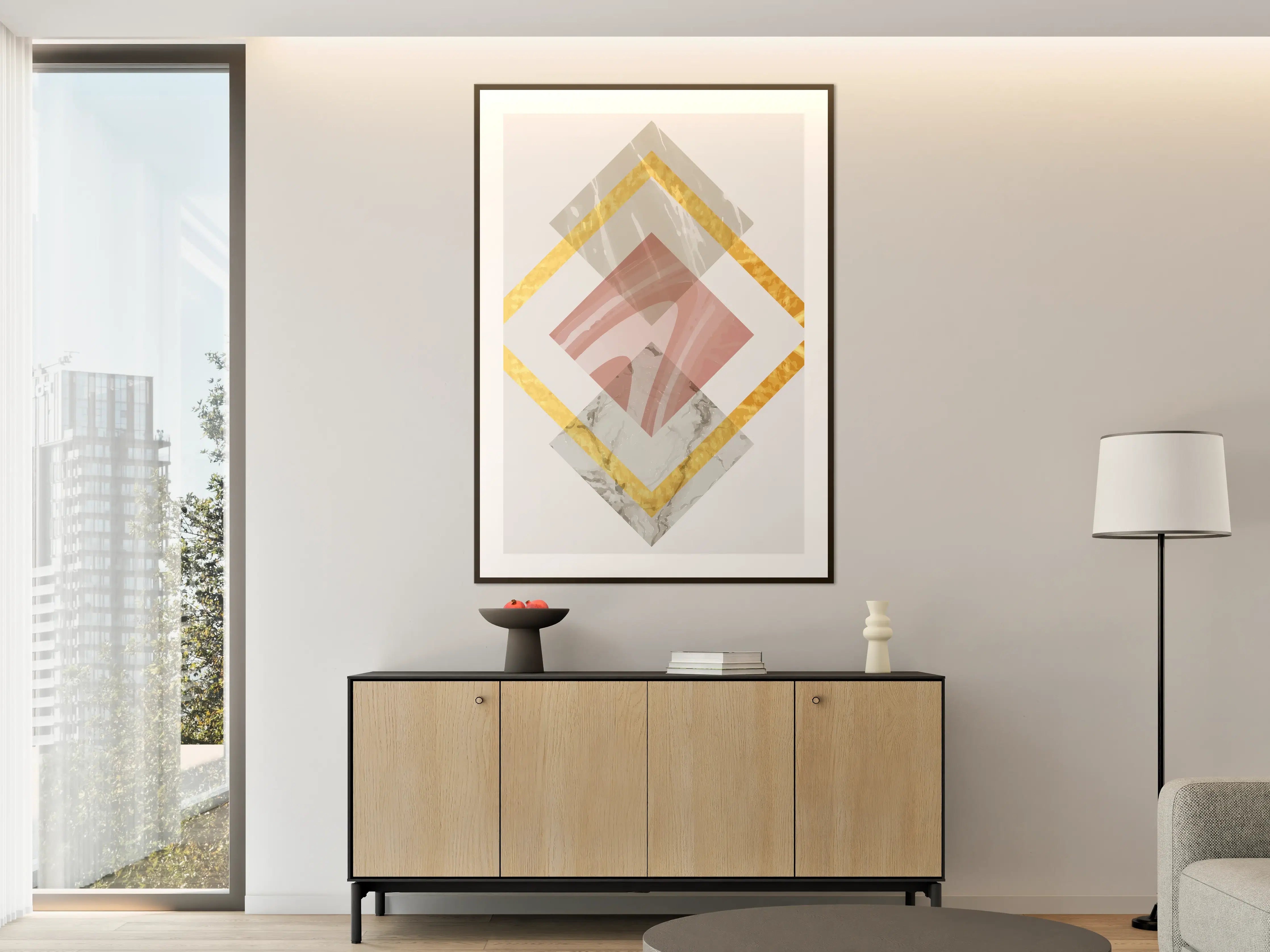 Große Wandbilder - Moderne geometrische Kunst mit Goldakzenten