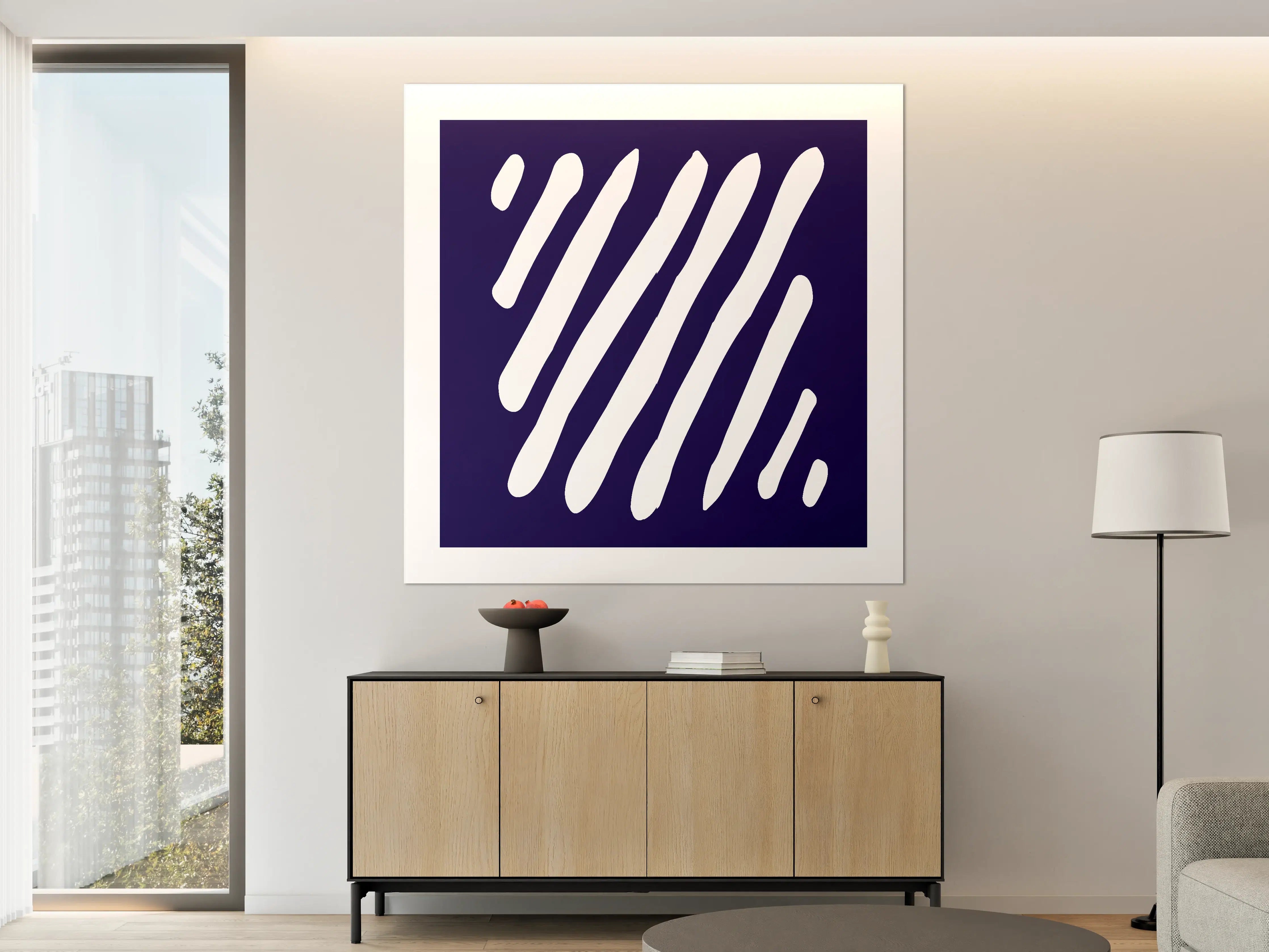 Große Wandbilder - Moderne geometrische Linien in Dunkelblau