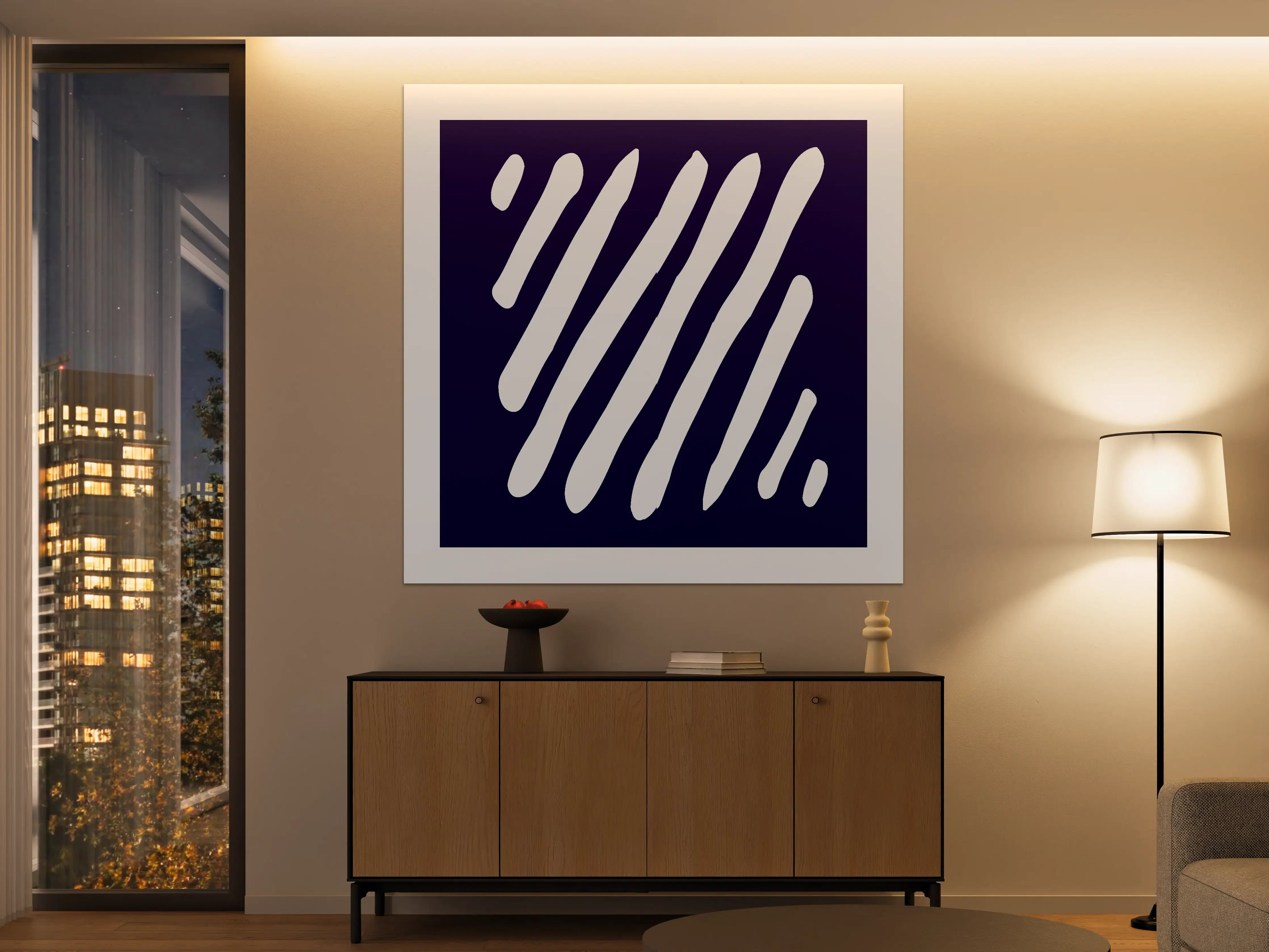 Große Wandbilder - Moderne geometrische Linien in Dunkelblau