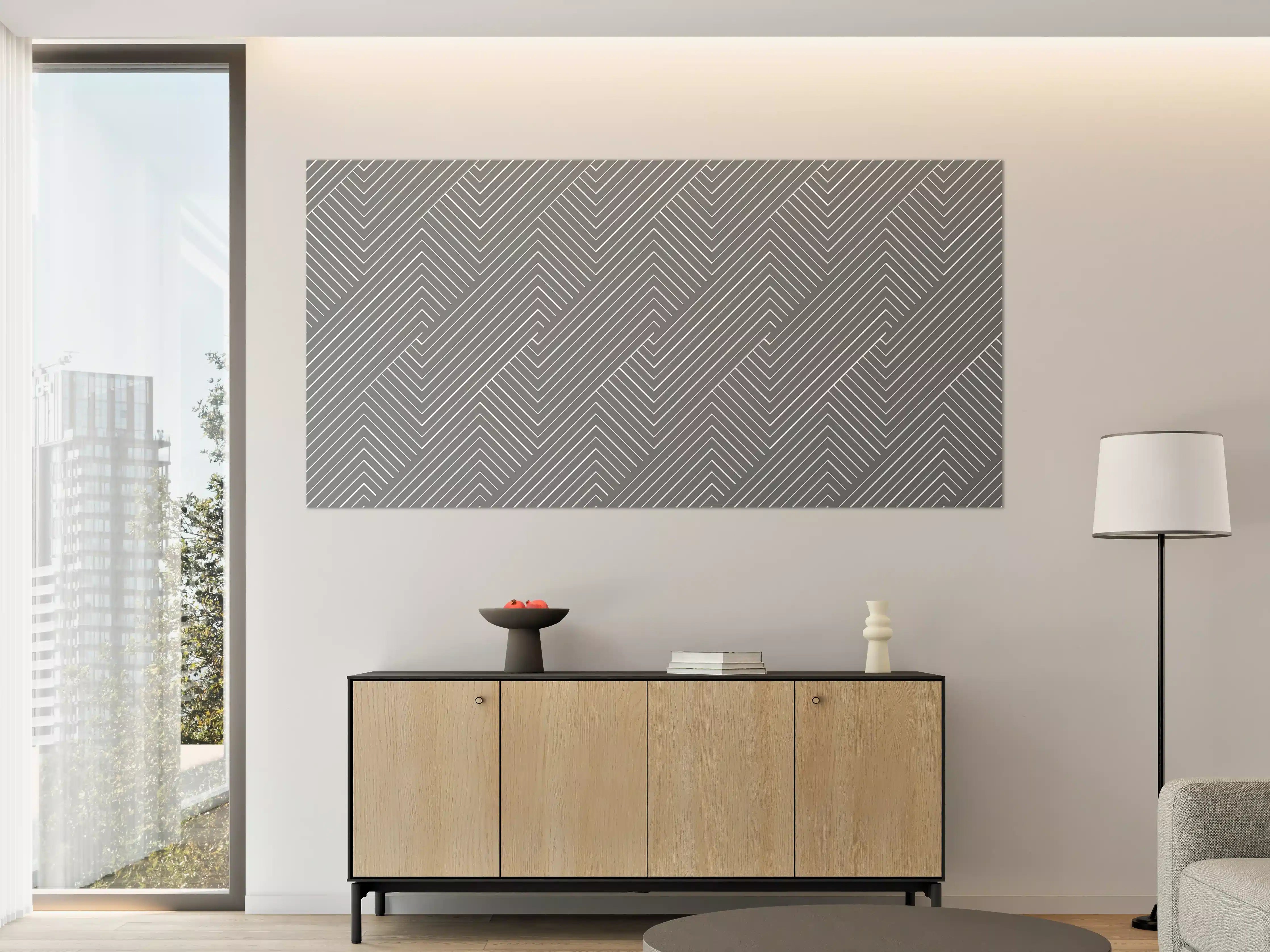 Große Wandbilder - Moderne geometrische Linien in Grau