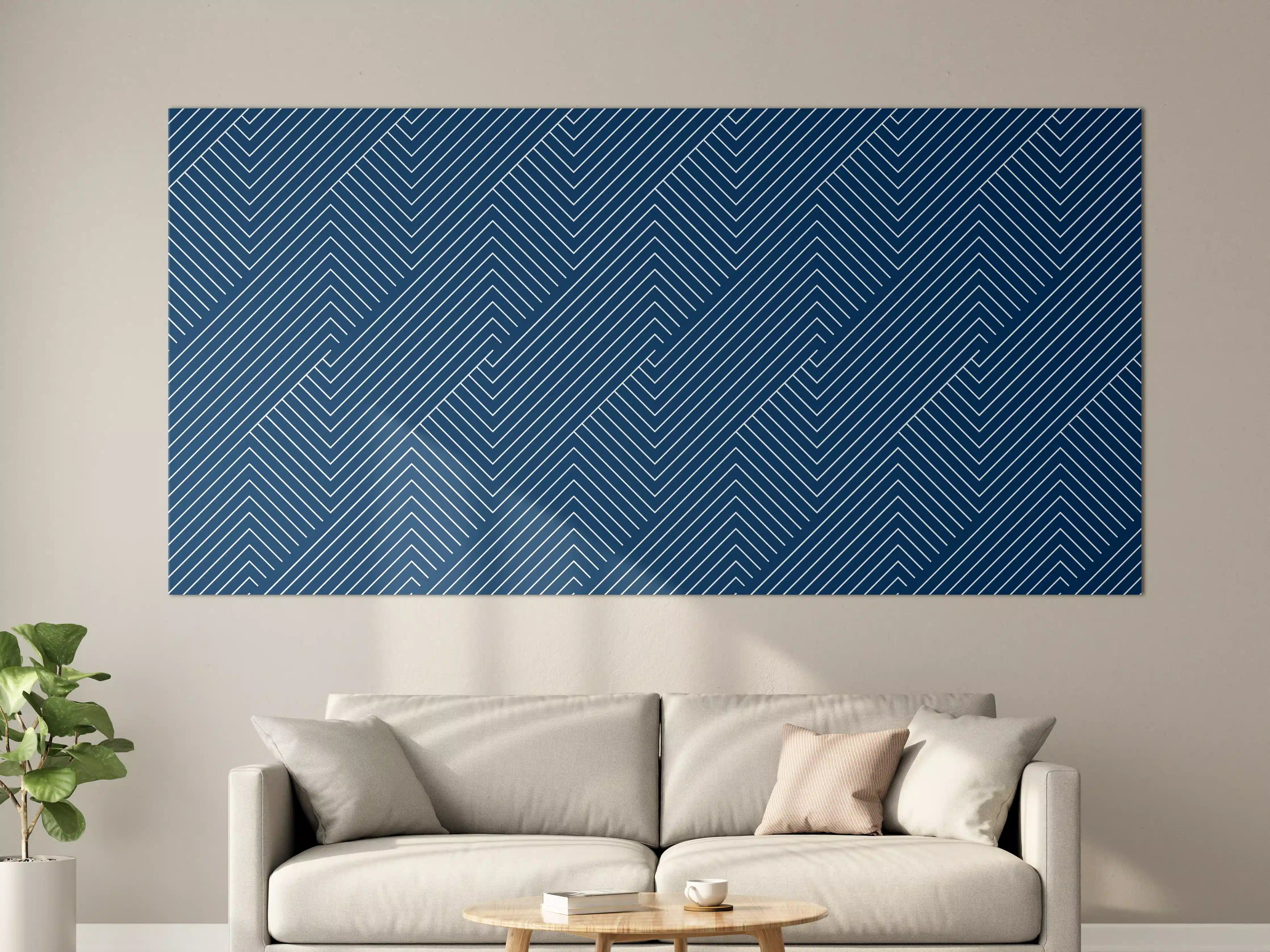 Große Wandbilder - Moderne geometrische Linienführung in Blau