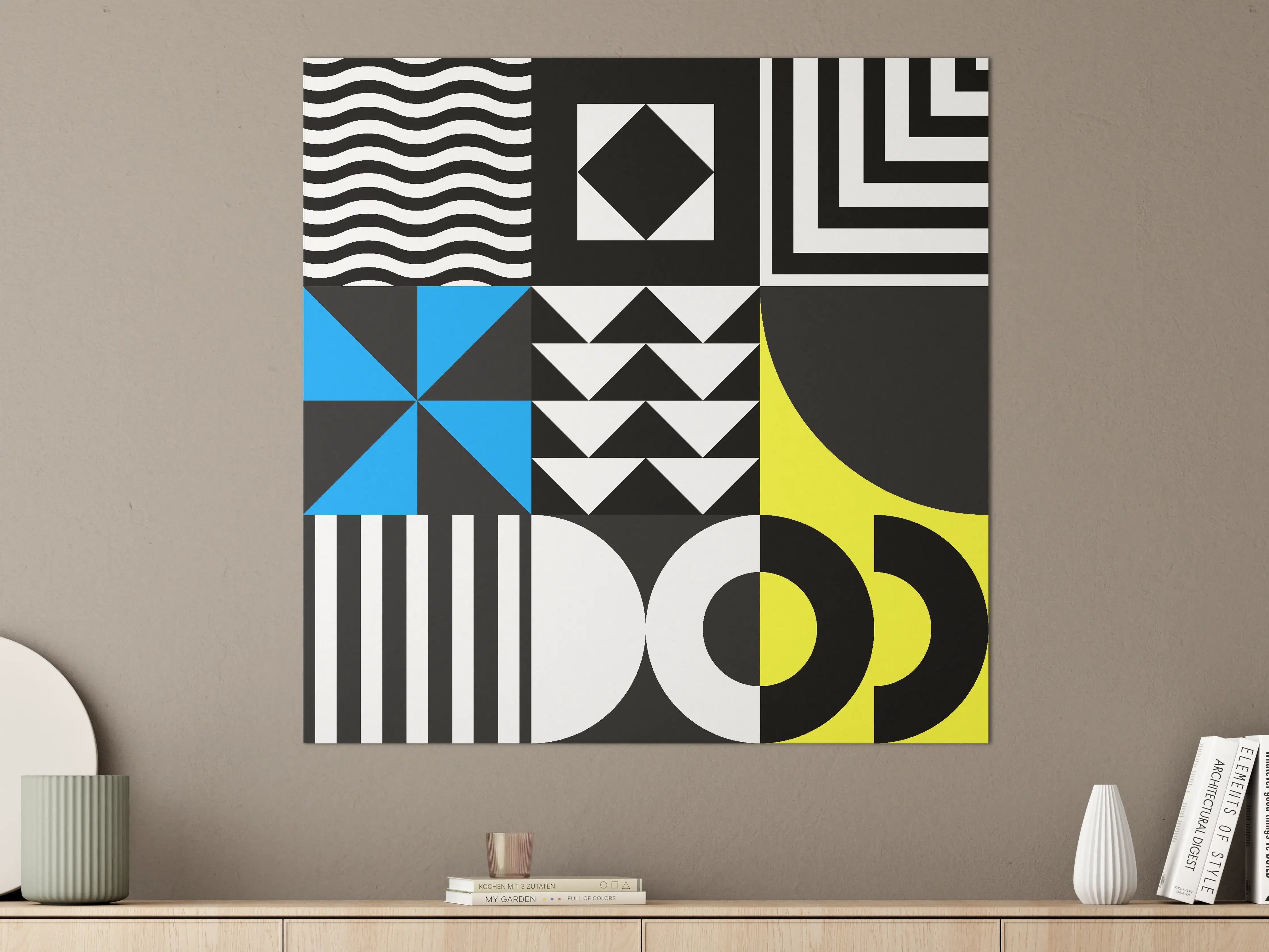 Große Wandbilder - Moderne geometrische Schwarz-Gelb-Design