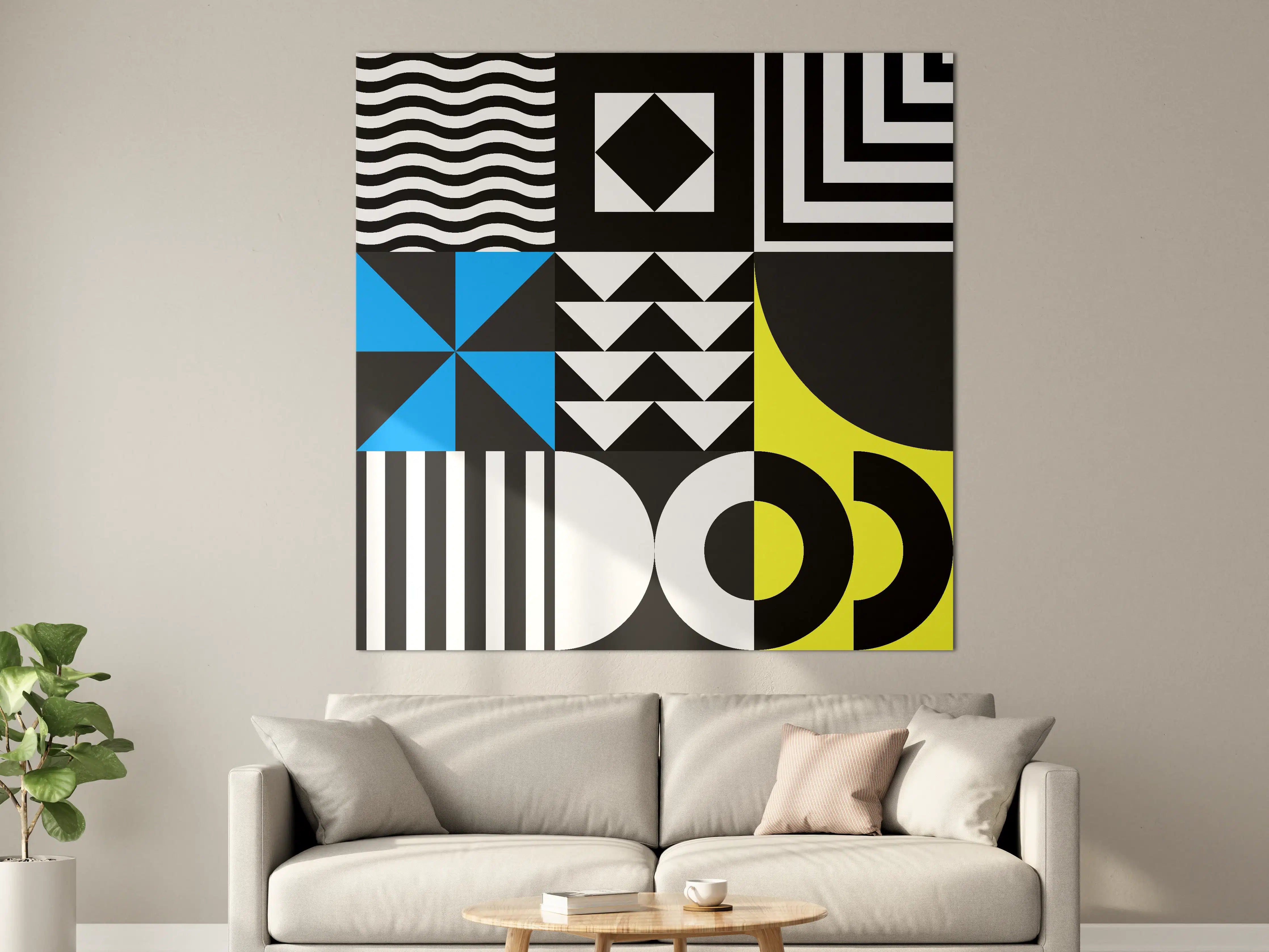 Große Wandbilder - Moderne geometrische Schwarz-Gelb-Design