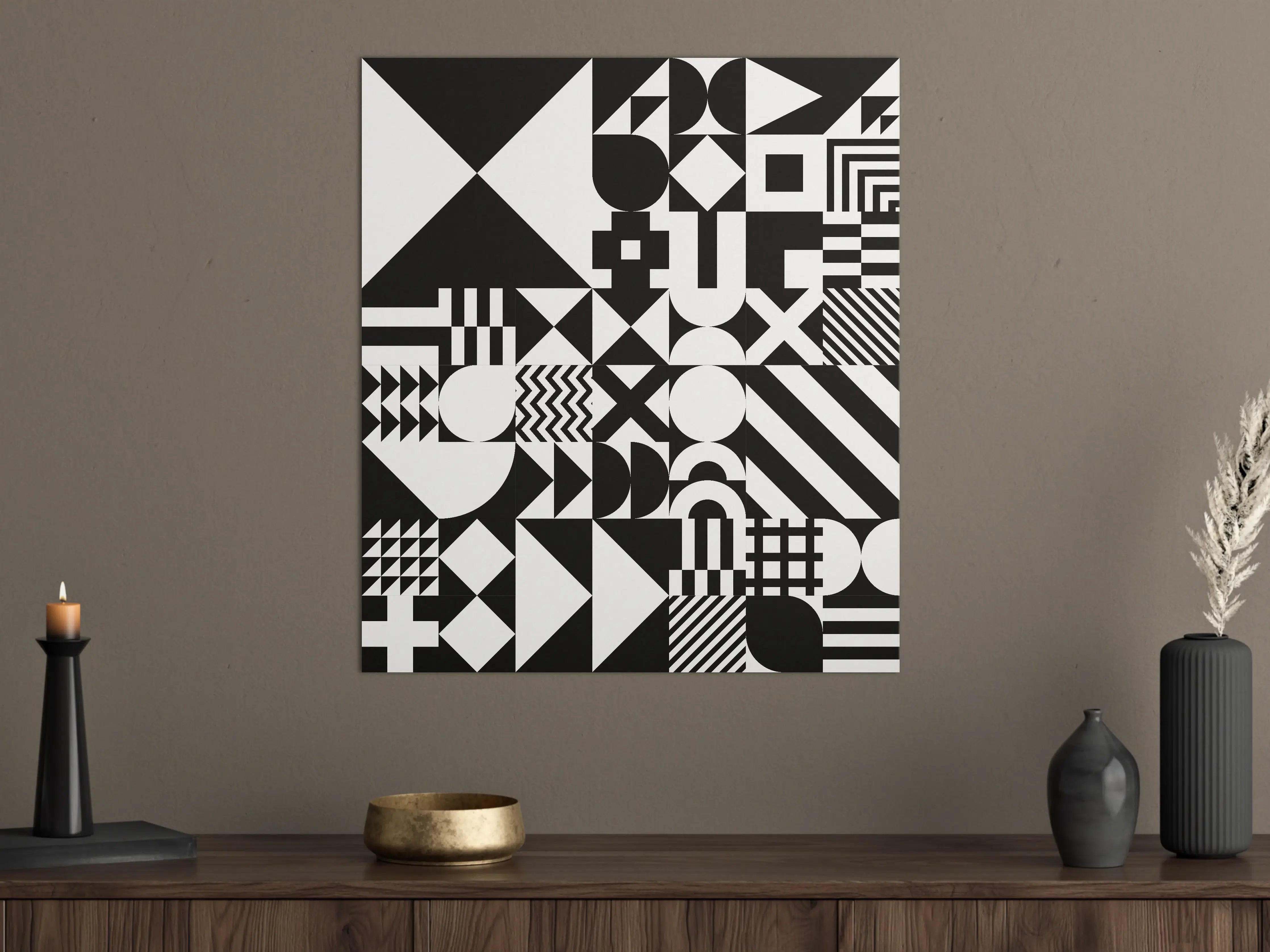 Große Wandbilder - Moderne geometrische Schwarz-Weiß-Komposition