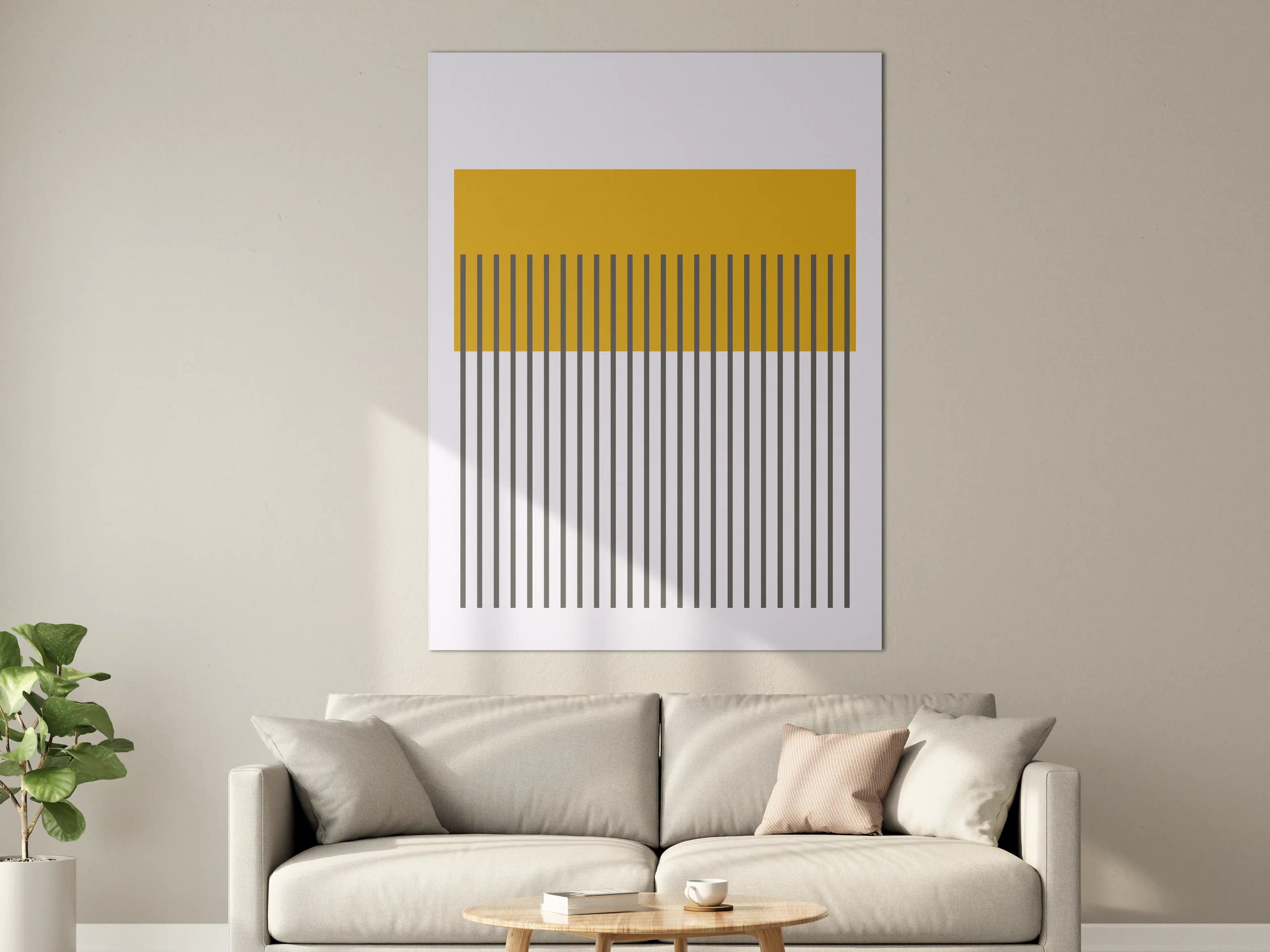 Große Wandbilder - Moderne geometrische Wanddekoration in Gelb und Grau
