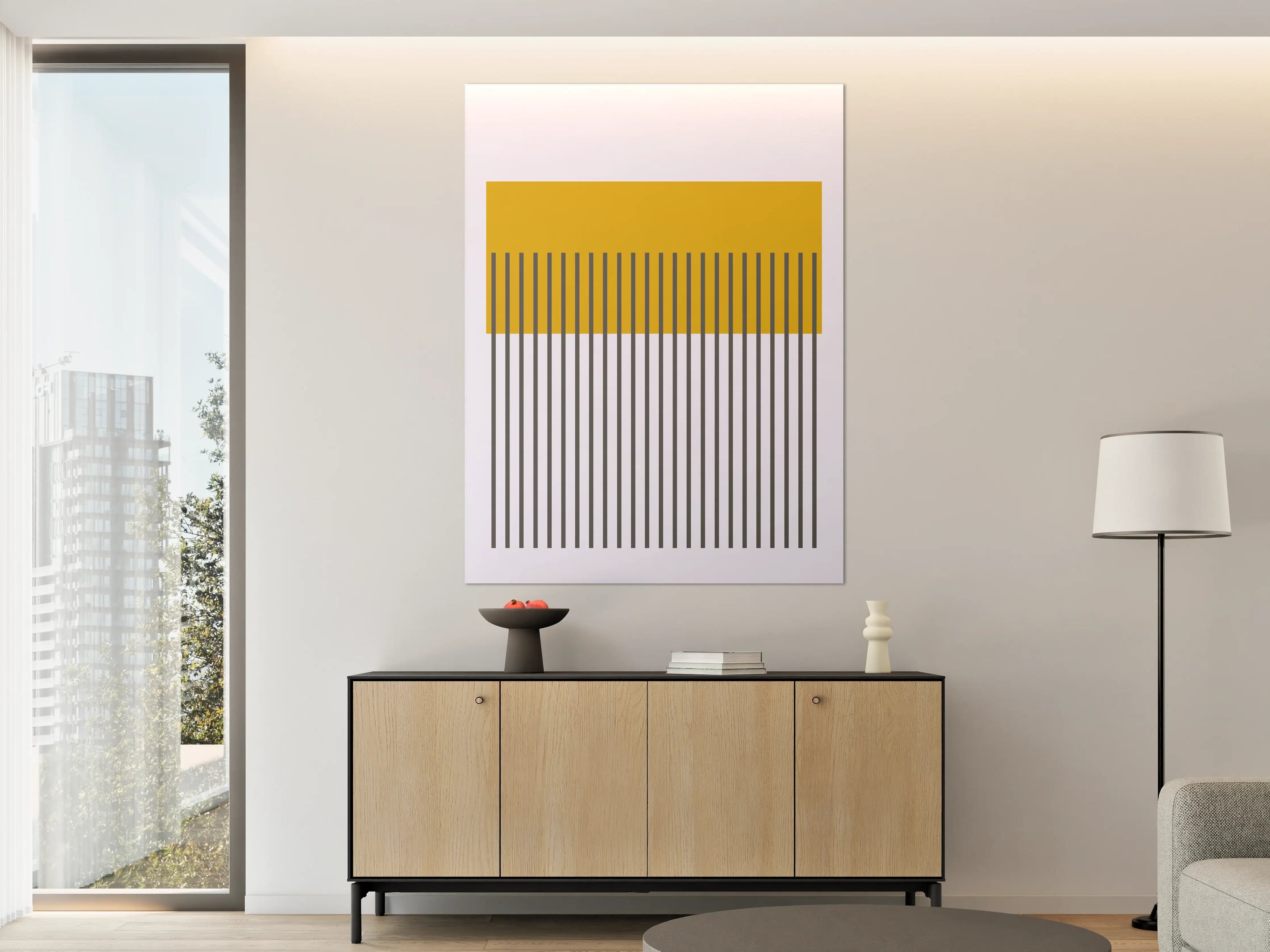 Große Wandbilder - Moderne geometrische Wanddekoration in Gelb und Grau