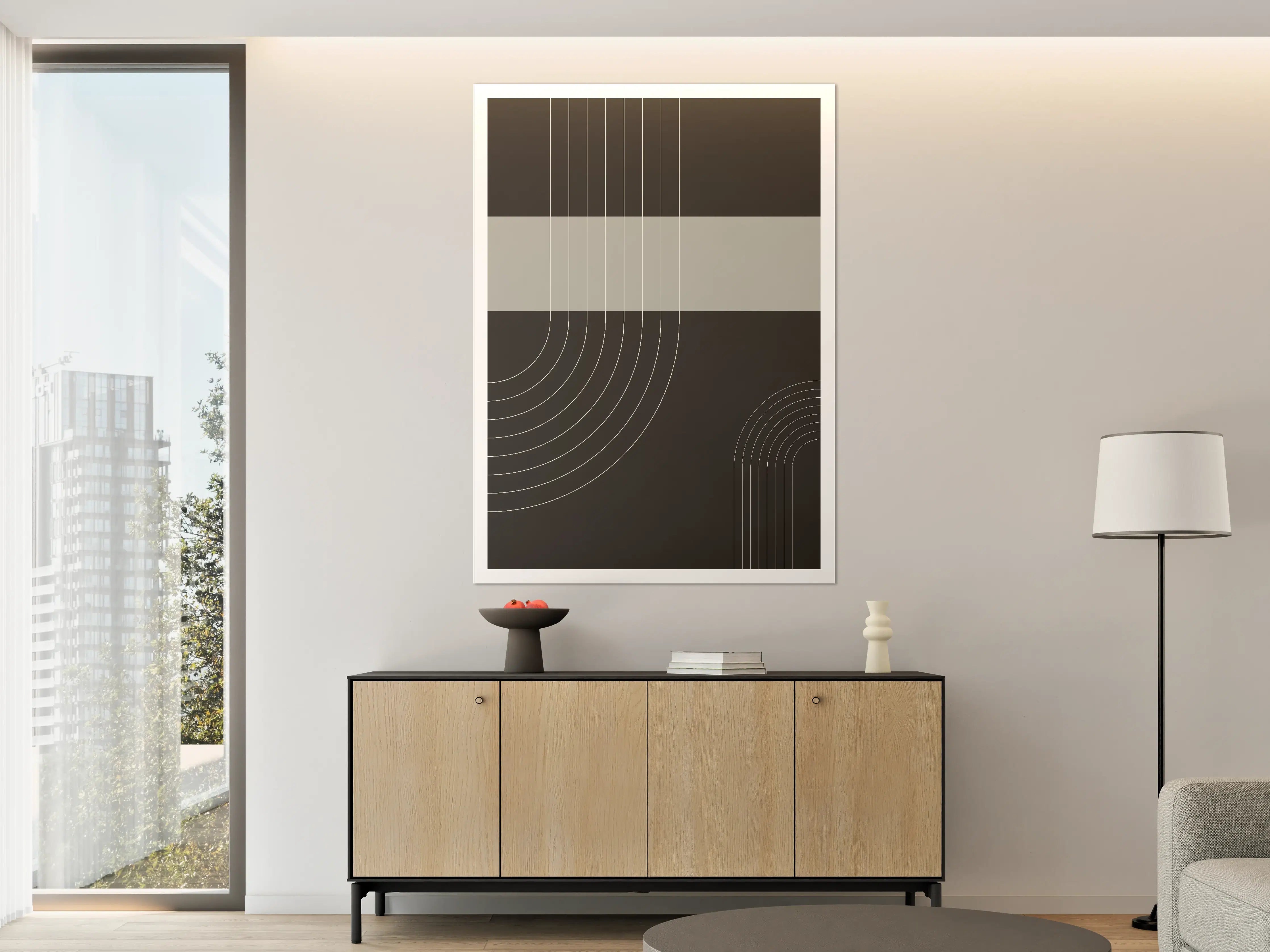 Große Wandbilder - Moderne geometrische Wanddekoration in Schwarz, Weiß und Grau
