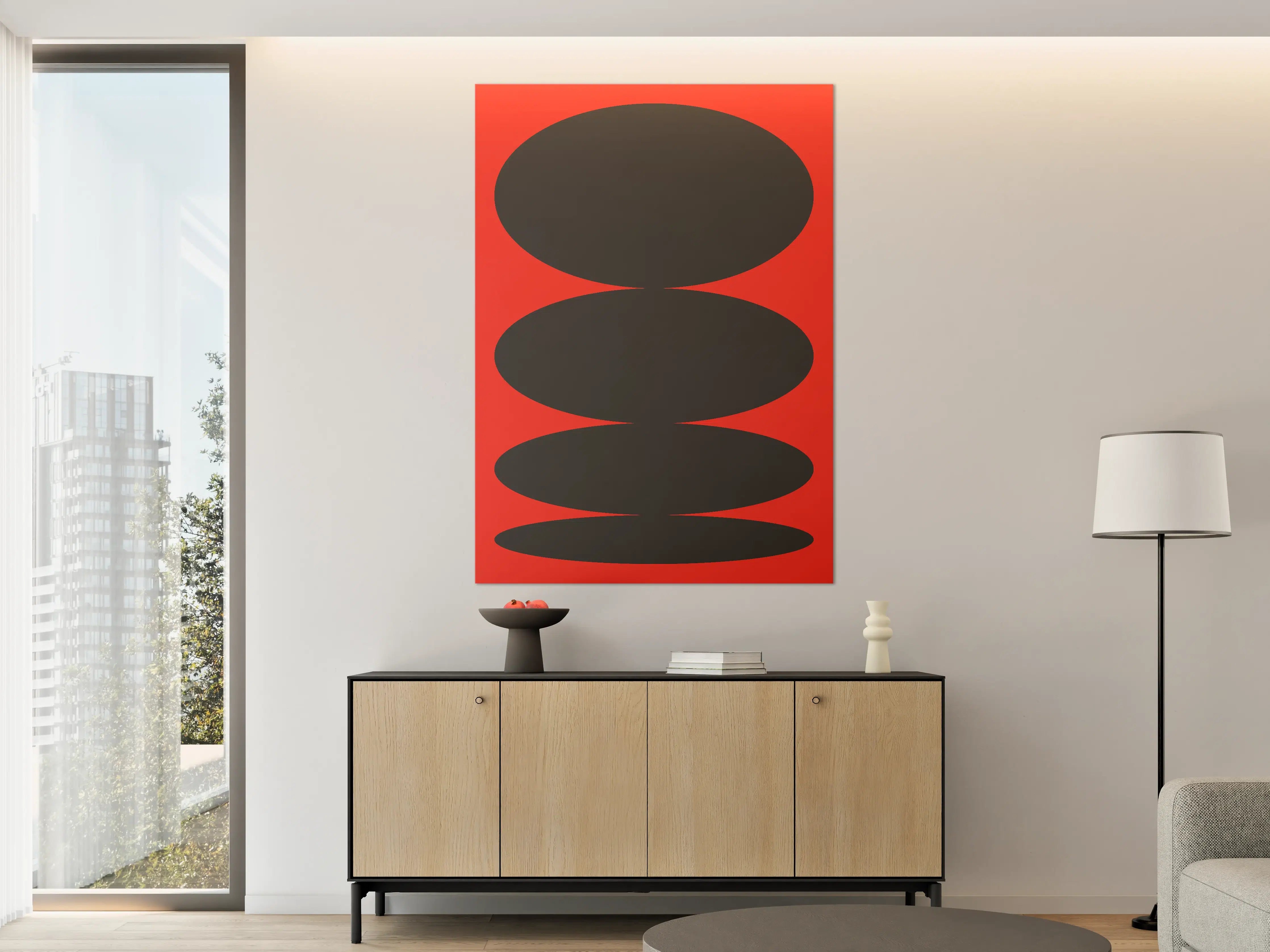 Große Wandbilder - Moderne geometrische Wandgestaltung mit ovalen Elementen
